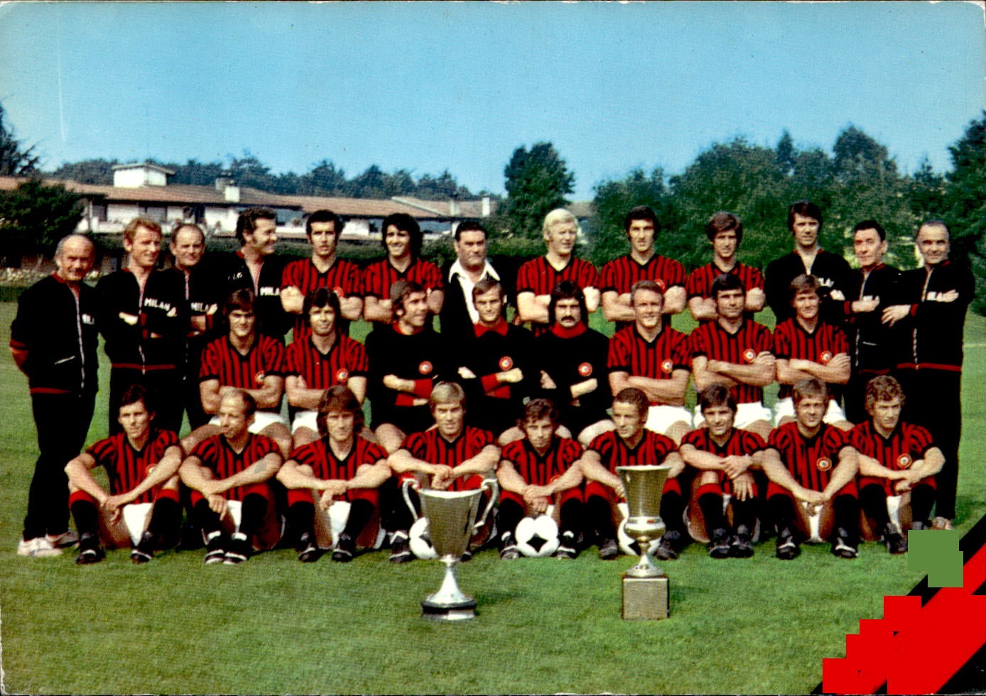 cartolina postcard calcio Milan Formazione Campionato 1973/74