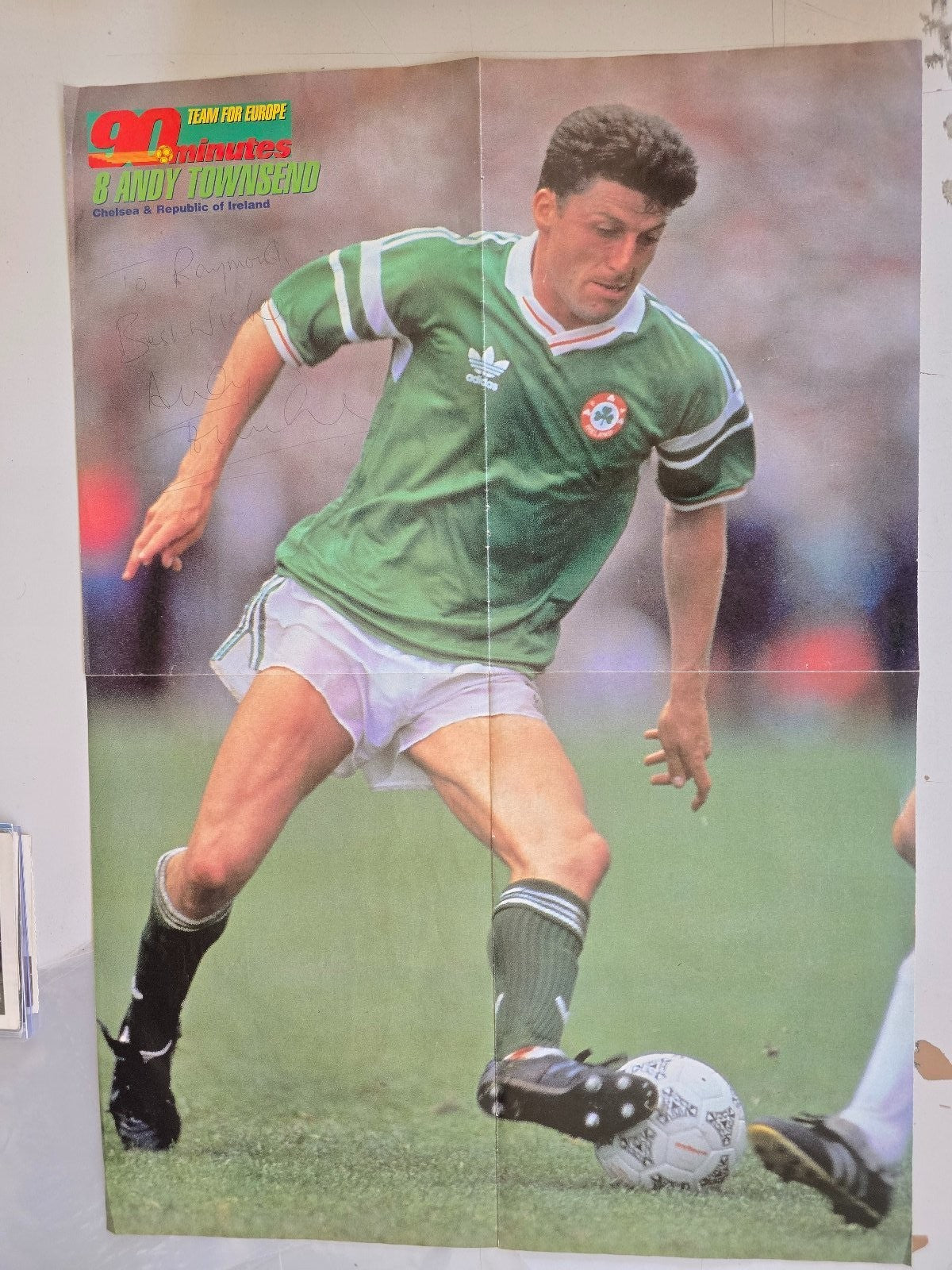 Autografo autograph original su poster doppia pagina Andy Townsend Ireland