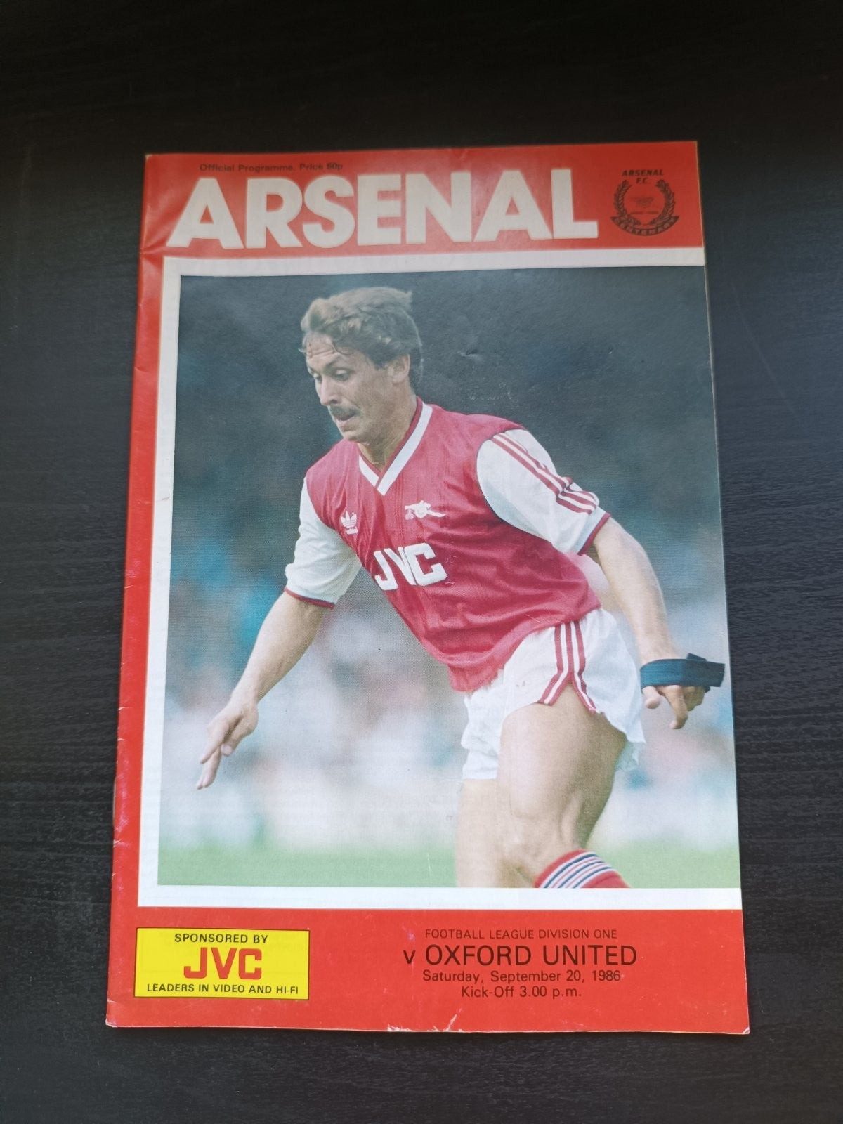 programma calcio Arsenal V Oxford 20th 1986