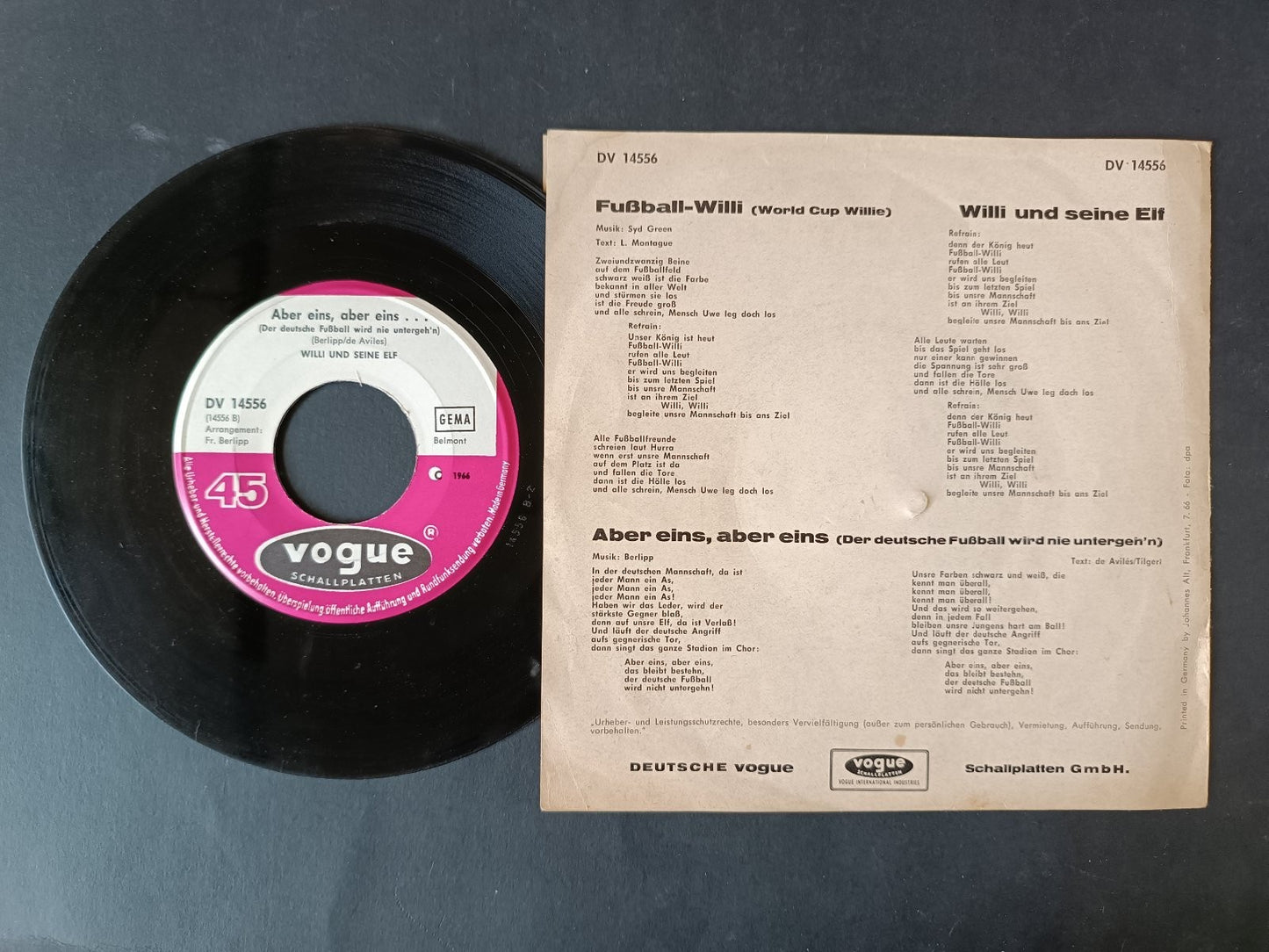 Vinile 45 giri Fussball-Willi Fu�ballweltmeister 1966