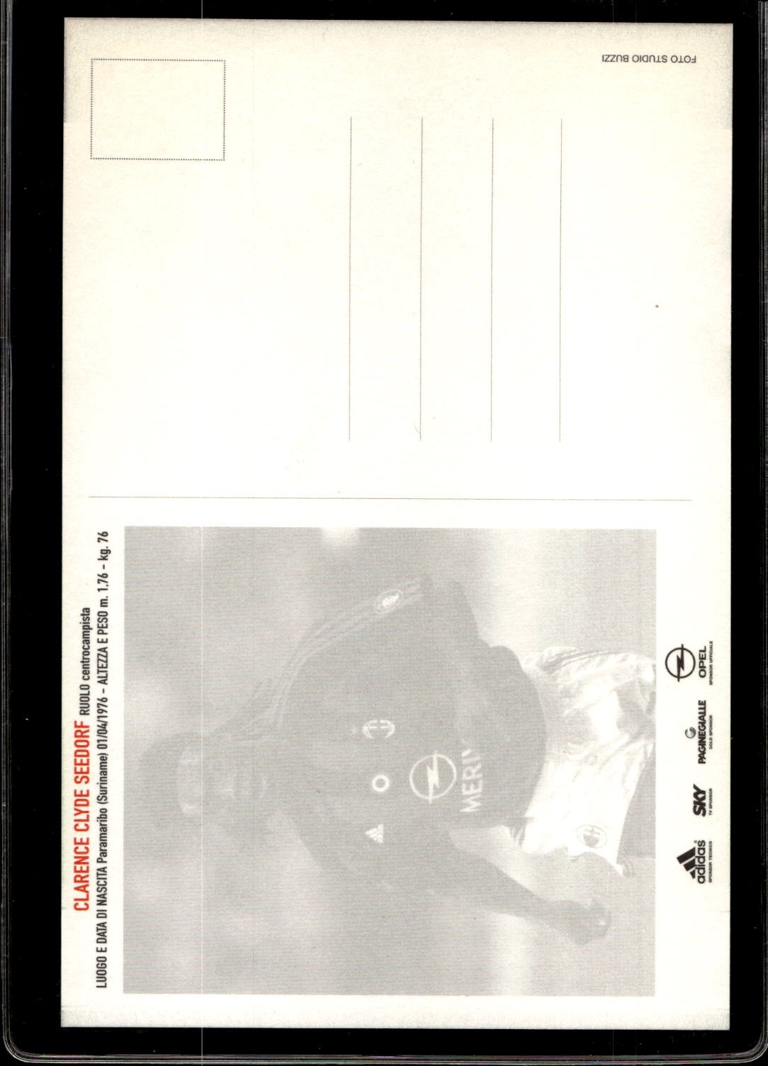 cartolina postcard Calcio Milan con Autografo 2003/04 - Seedorf (2)