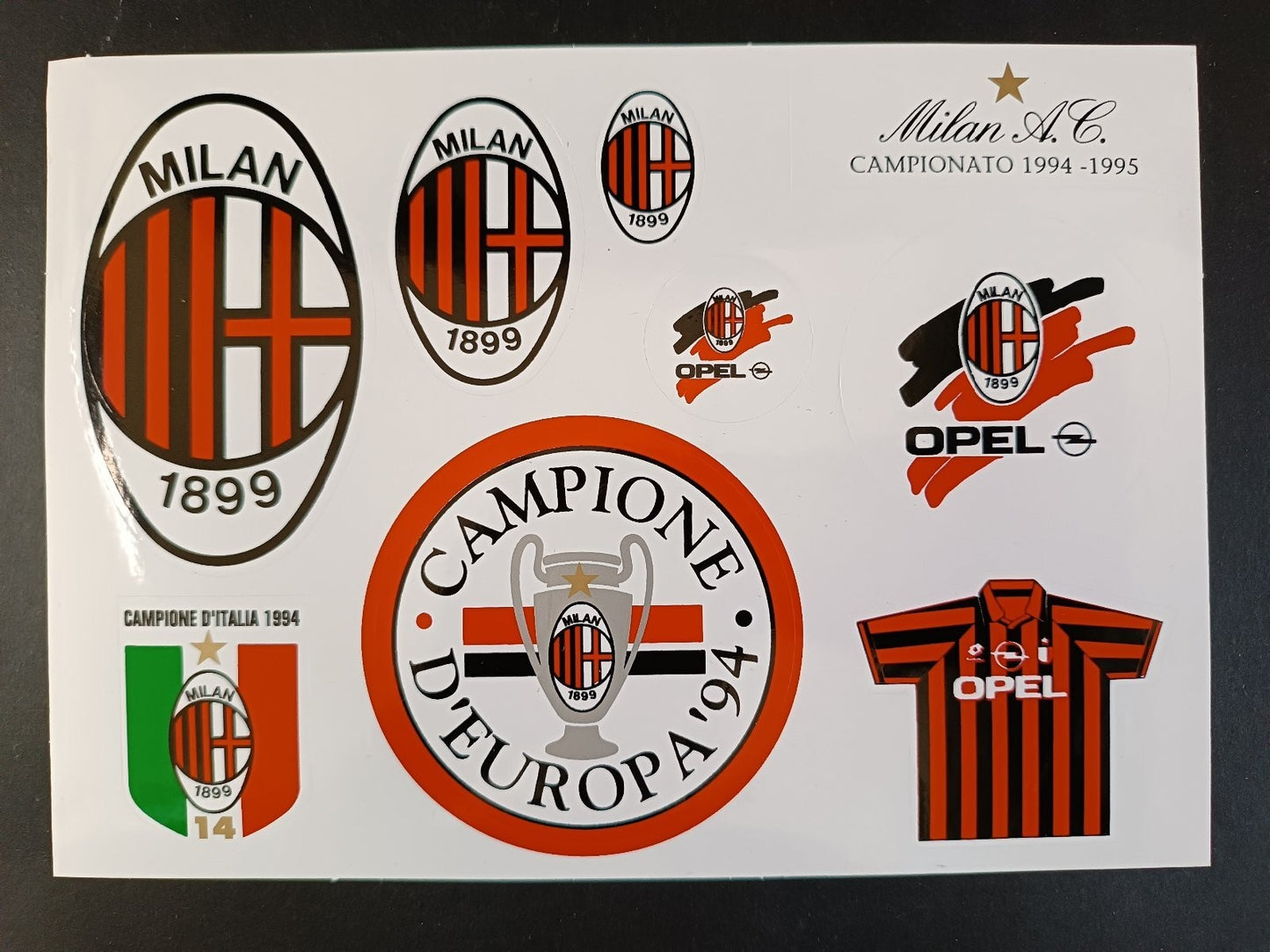 Adesivo MILAN - Composizione Campione d'Europa 1994-95 Maglia Opel