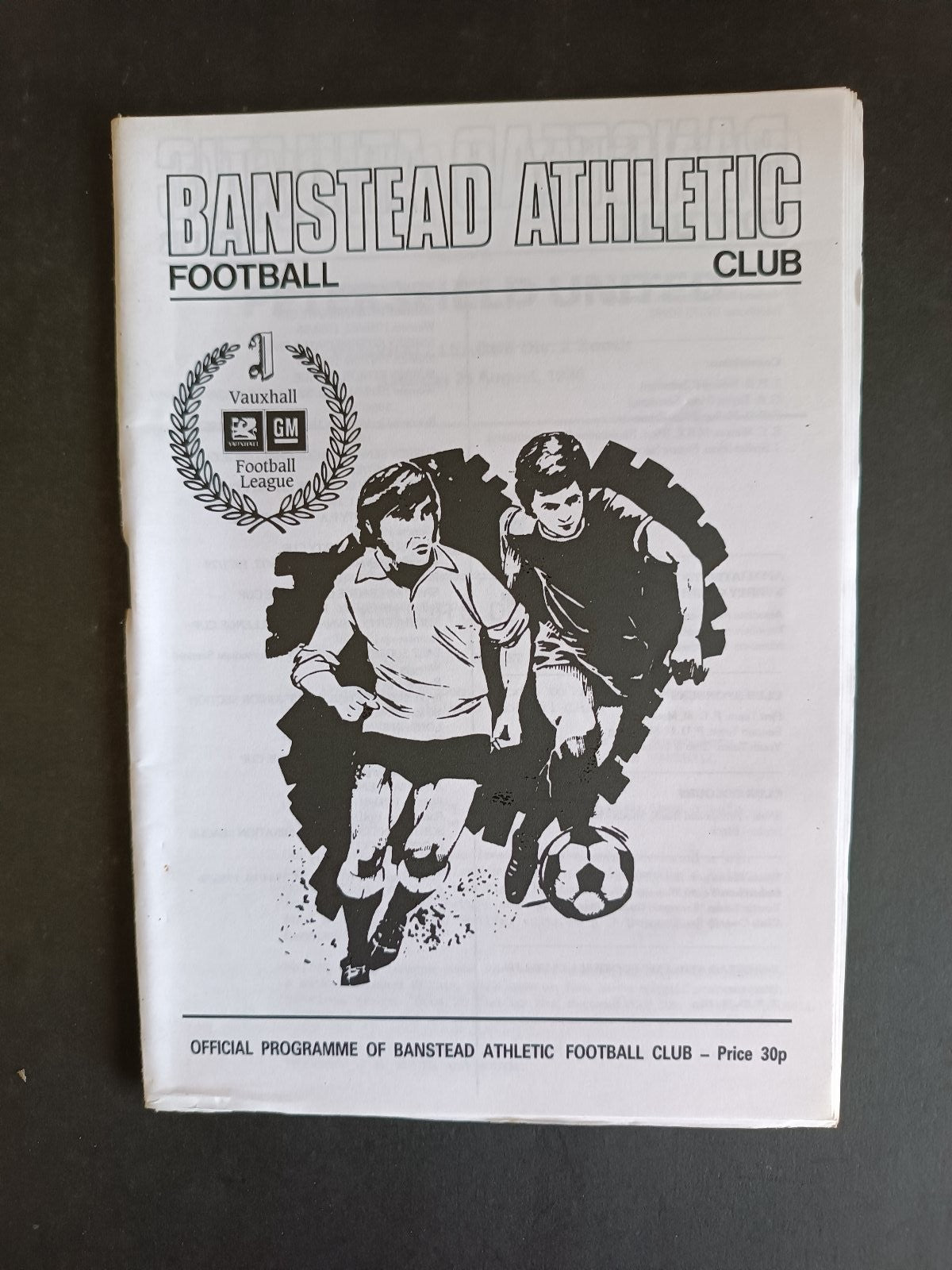 programma calcio Banstead Athletic programma