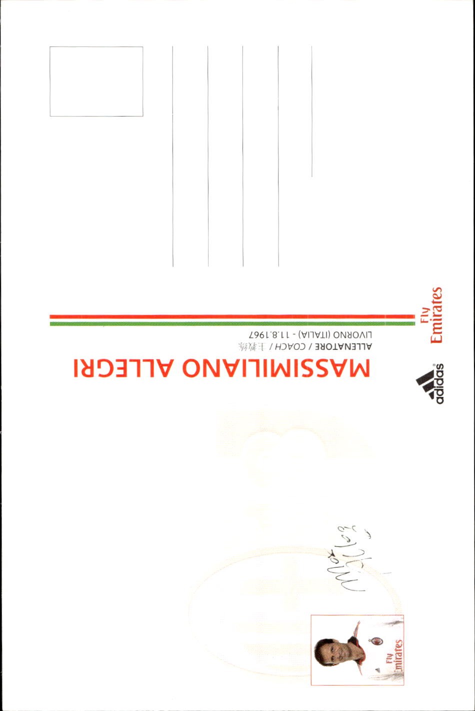 cartolina postcard Calcio Milan 2011-12 - Allegri