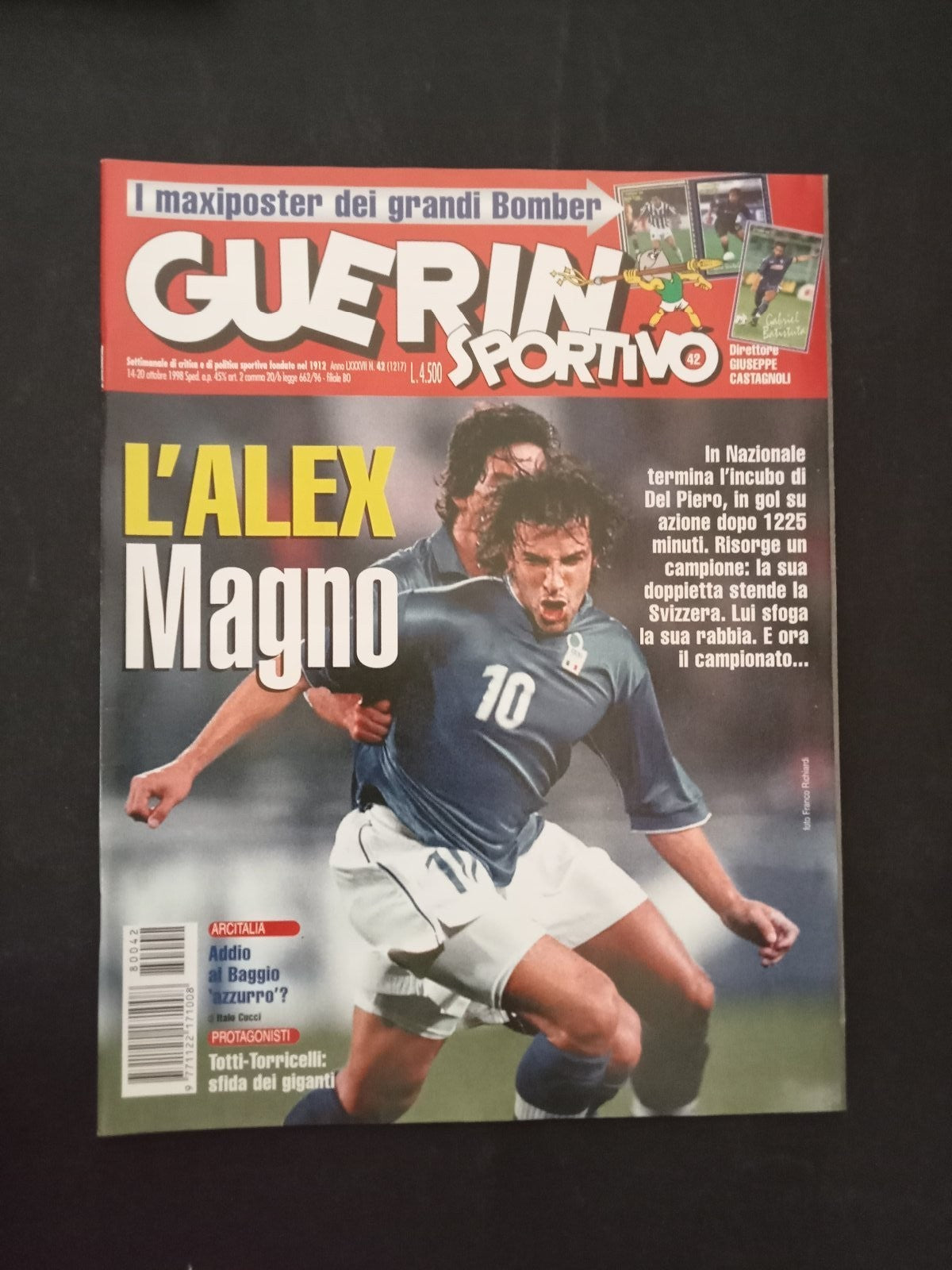 rivista GUERIN SPORTIVO anno 1998 numero 42 - Del Piero (con poster)