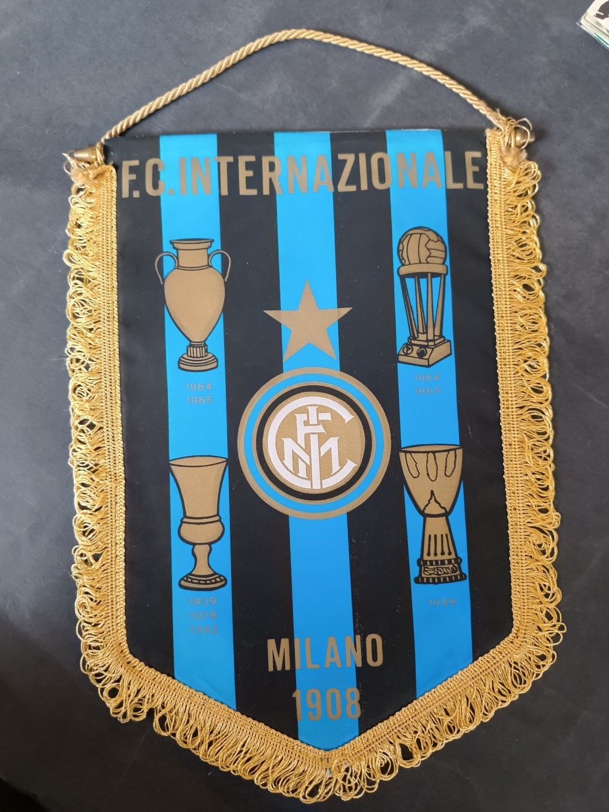 gagliardetto fanion pennant Internazionale fc milano 1992 autografato dedica