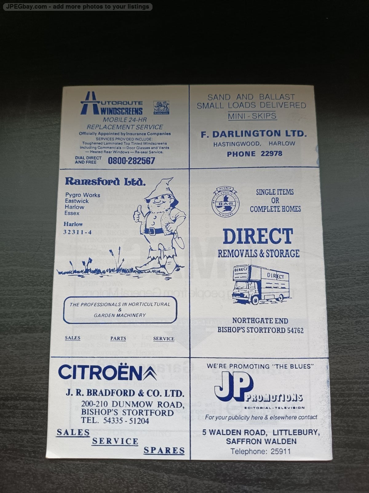 programma calcio Bishop's Stortford V Bromley 12th 1987