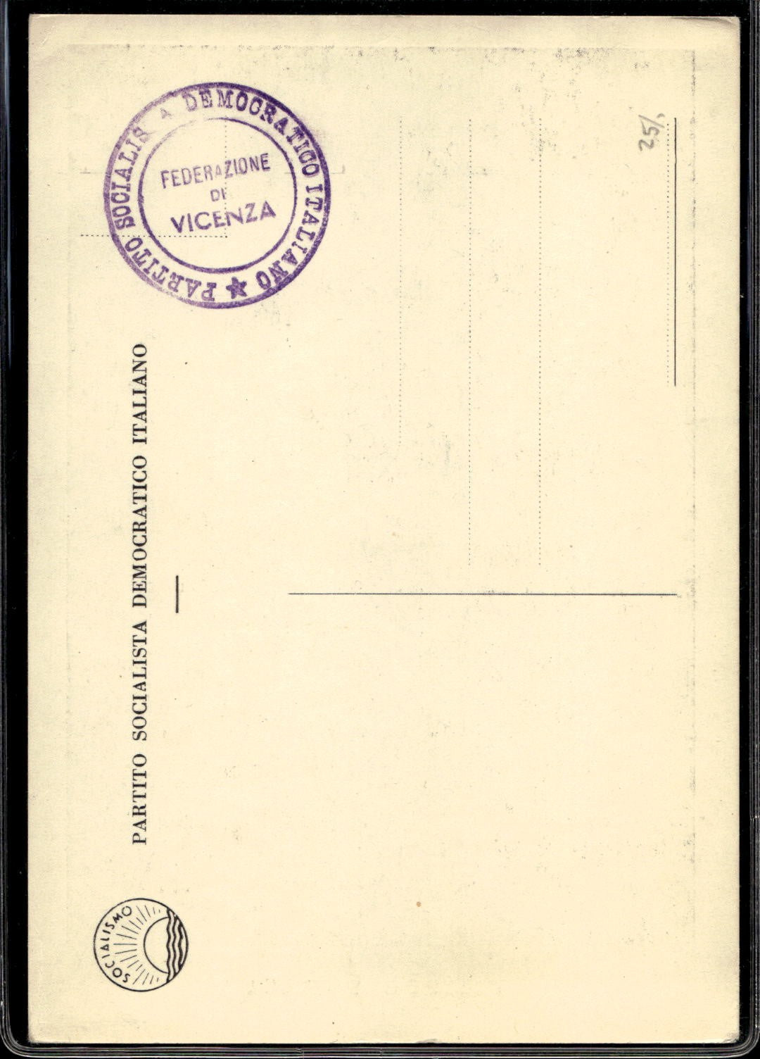 cartolina postcard Partito Socialista Vicenza Filippo Turati