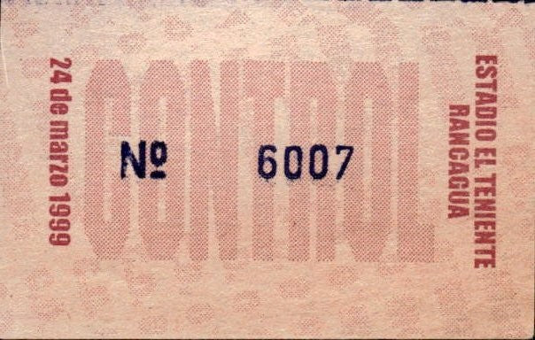 biglietto stadio CONTROL 24 MARZO 1999