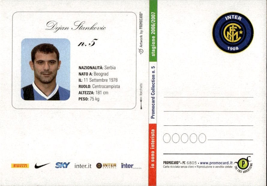 Cartolina calciatore Inter Dejan Stankovi? con autografo stampato