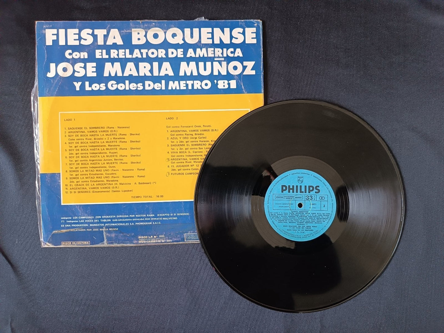 disco 33 giri fiesta boquense enrique prosen relato goles metro philips
