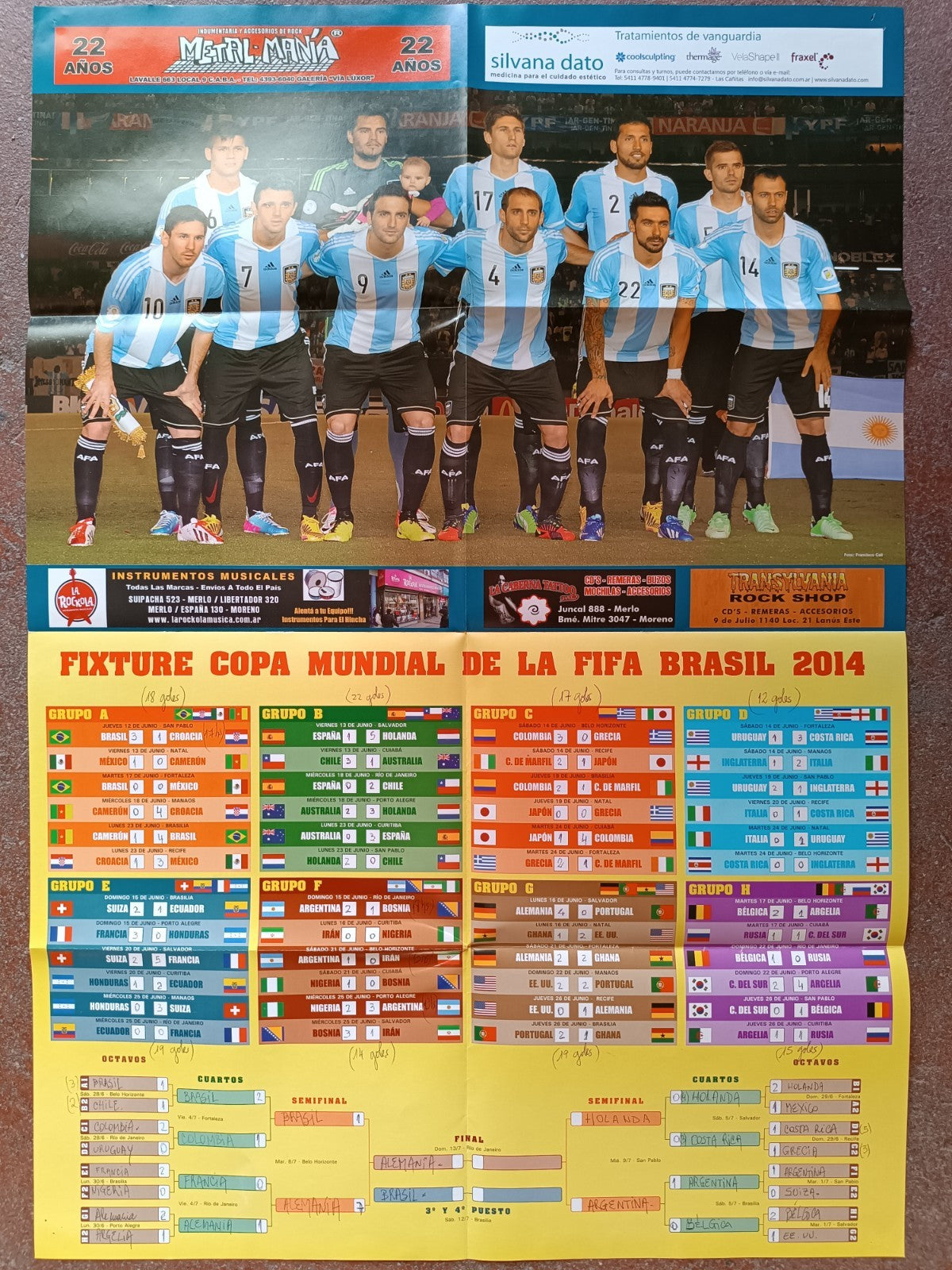 Pieghevole con poster Messi World Cup Brasile 2014 con tabellone -