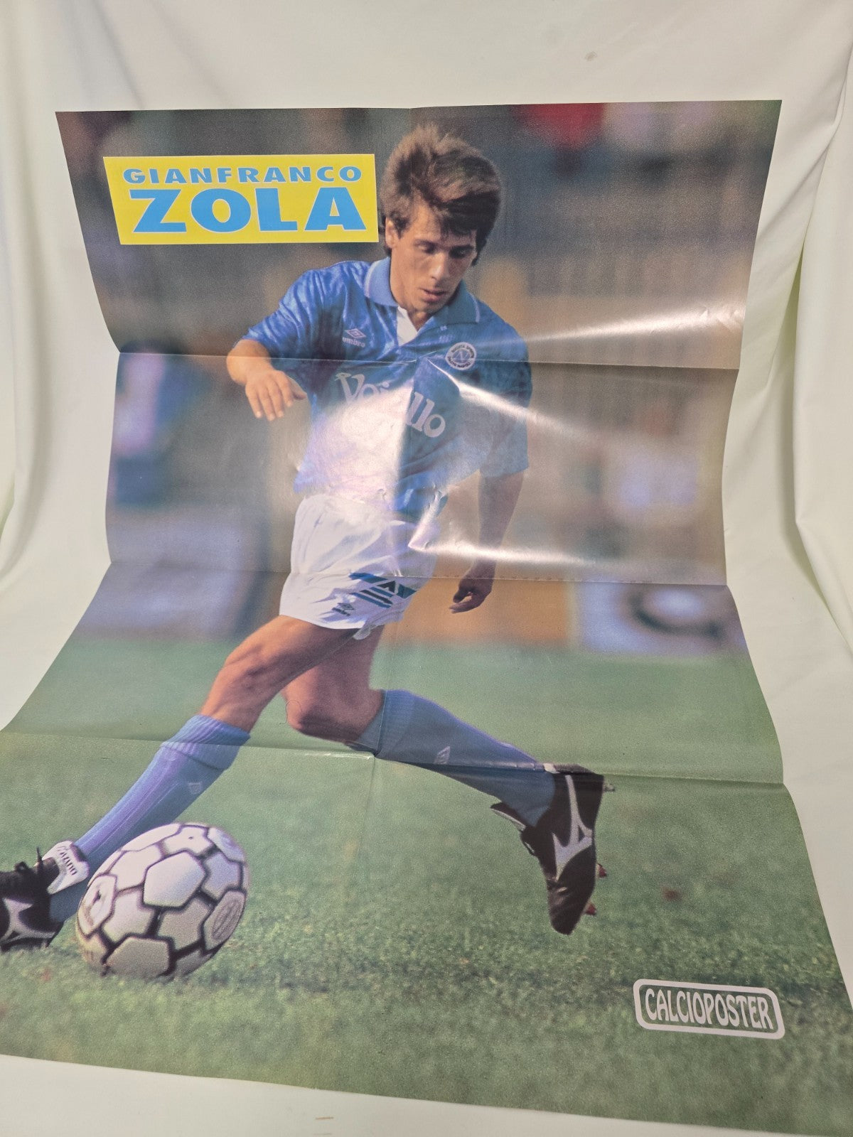 ssc NAPOLI 1991/92 CalcioPoster poster ZOLA retro squadra pieghevole 70x100
