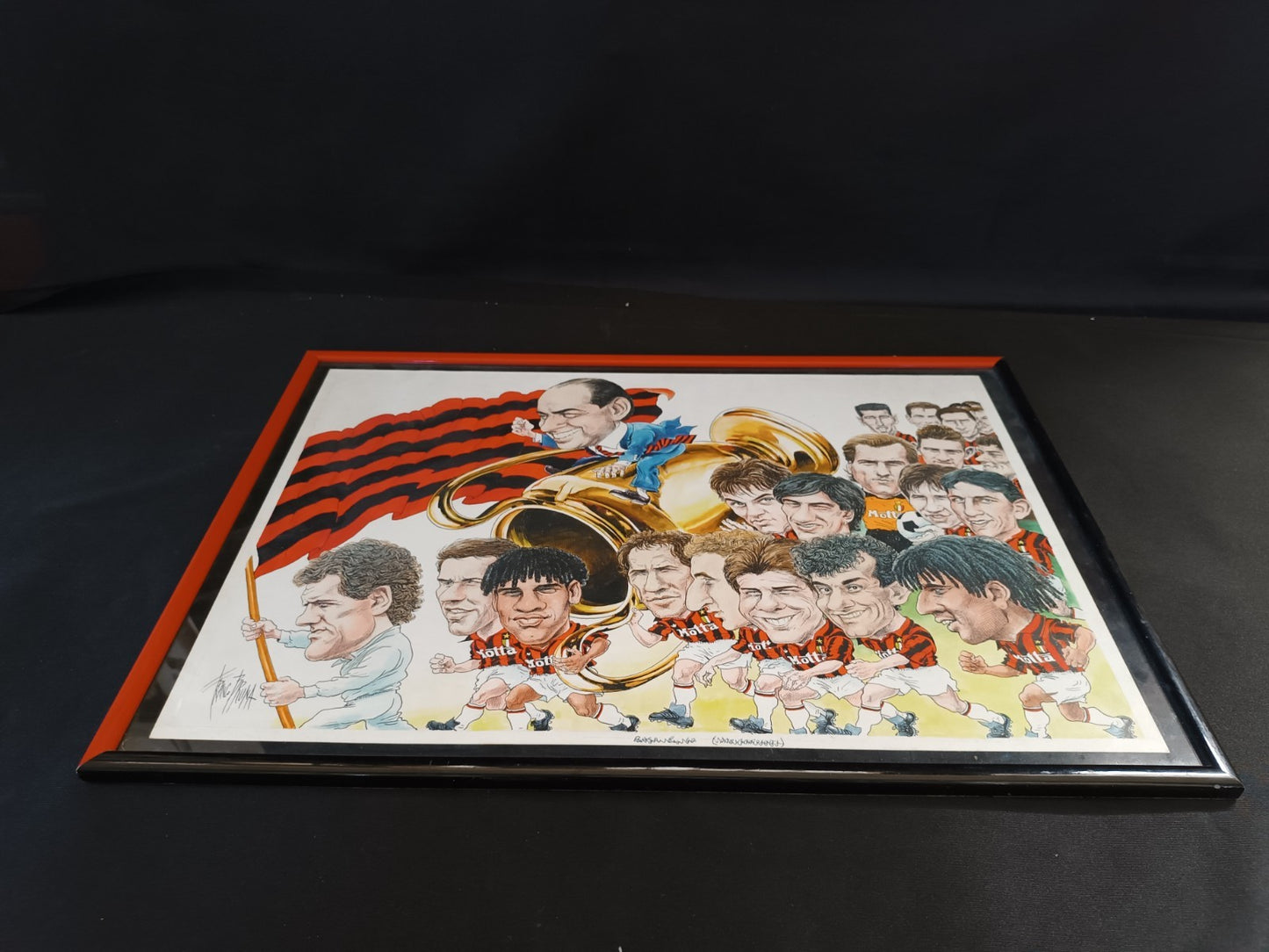 quadro disegno originale Franco BRUNA Milan Calcio Gullit