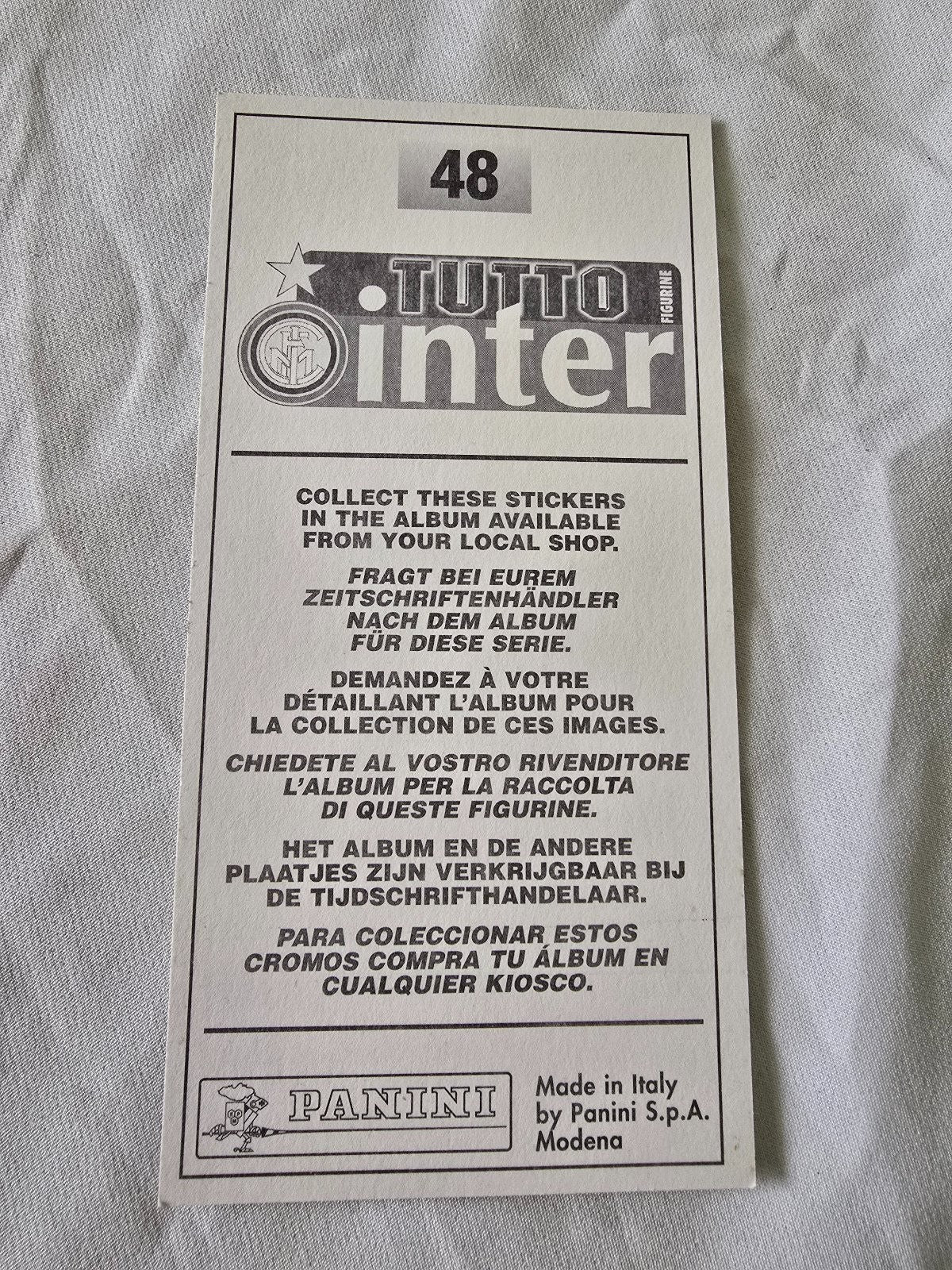 Tutto Inter Figurine giganti Panini Calciatori nr 48 Javier Adelmar Zanetti