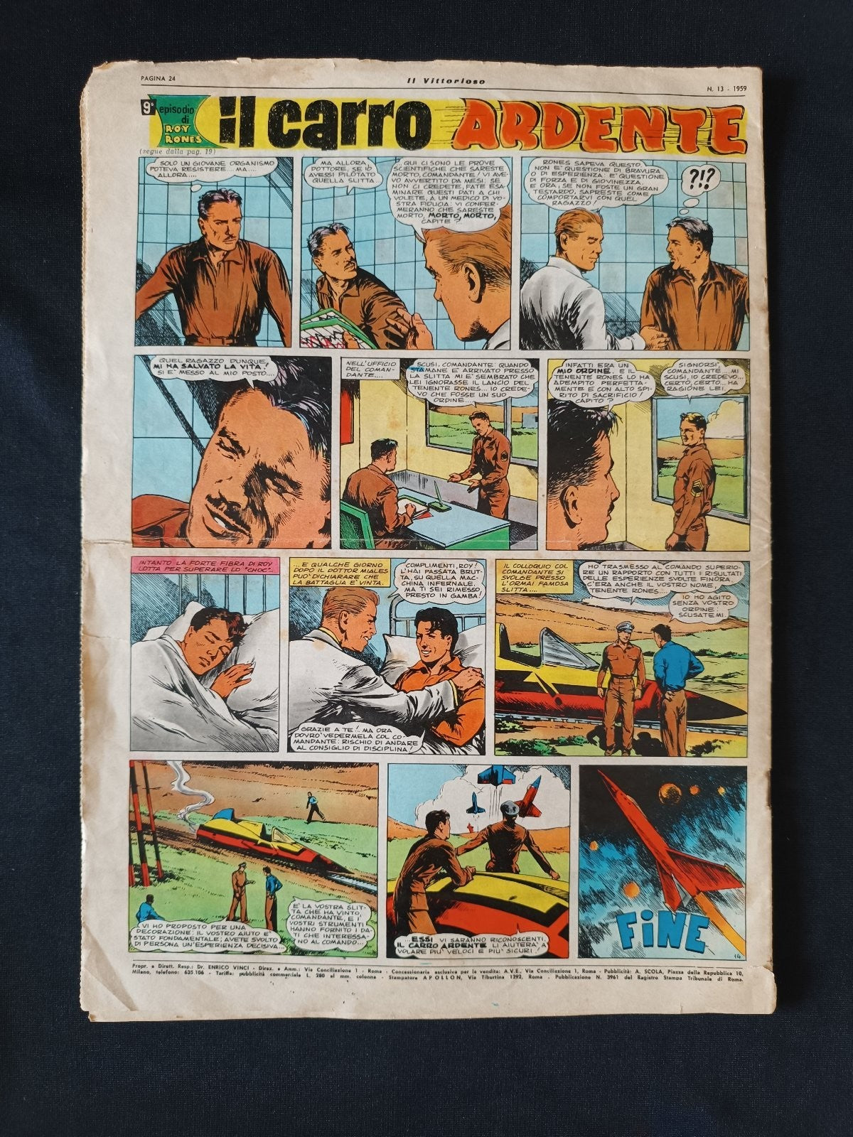 rivista a fumetti Il Vittorioso anno 1959 numero 13 Milan
