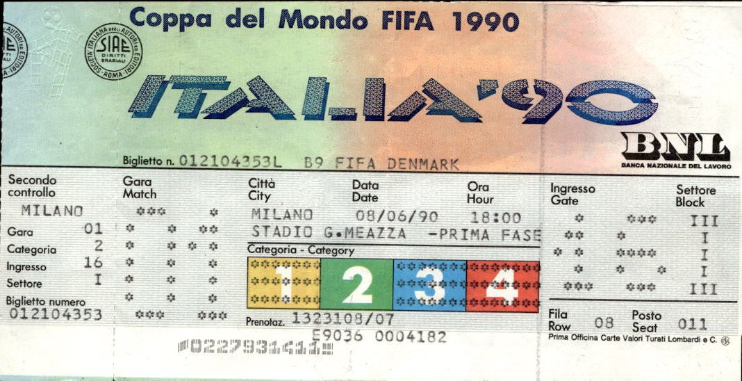 Ticket Coppa del Mondo Italia 90 Argentina Camerun match inaugurale Maradona (1)