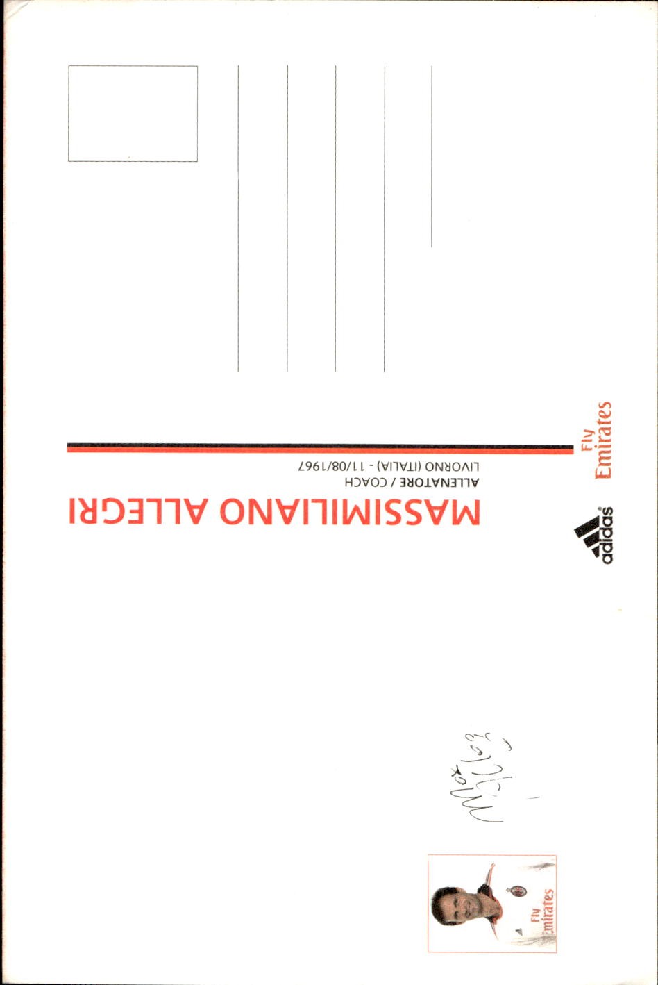 cartolina postcard Calcio Milan con Autografo 2010/11. - Allegri (4