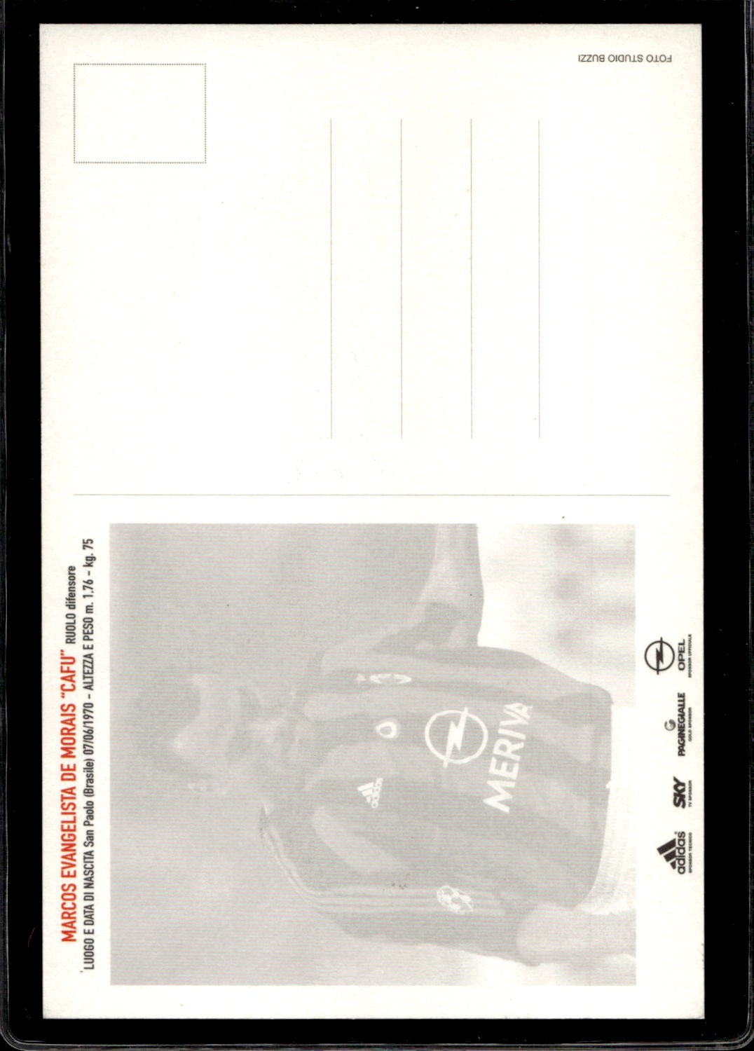cartolina postcard Calcio Milan con Autografo 2002/03 - Cafu