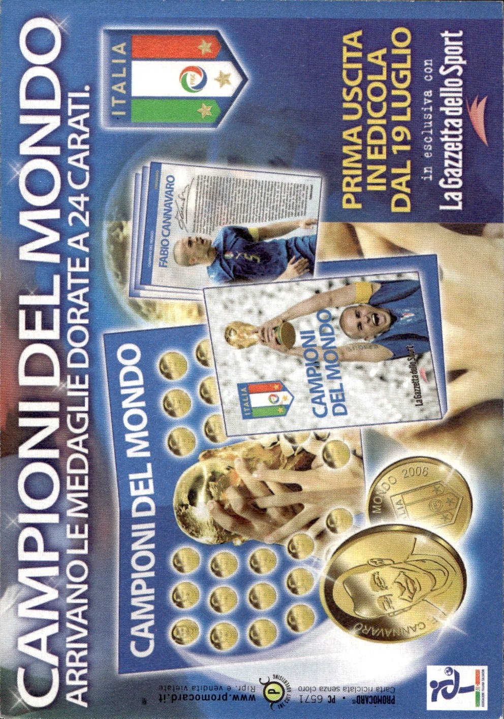 cartolina calciatori Buffon gazzetta dello sport