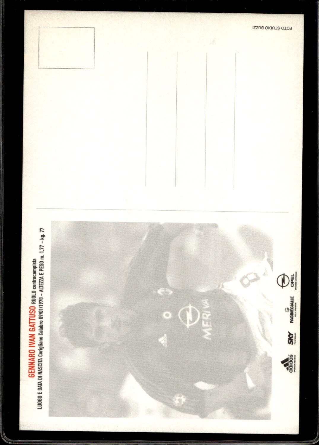 cartolina postcard Calcio Milan con Autografo 2003/04 - Gattuso