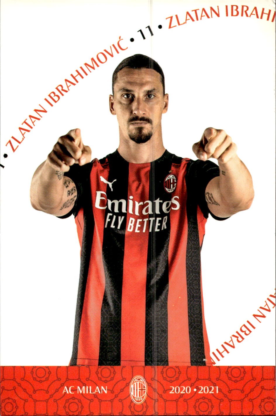 cartolina postcard Calcio Milan 2020/21 - Zlatan Ibrahimovic