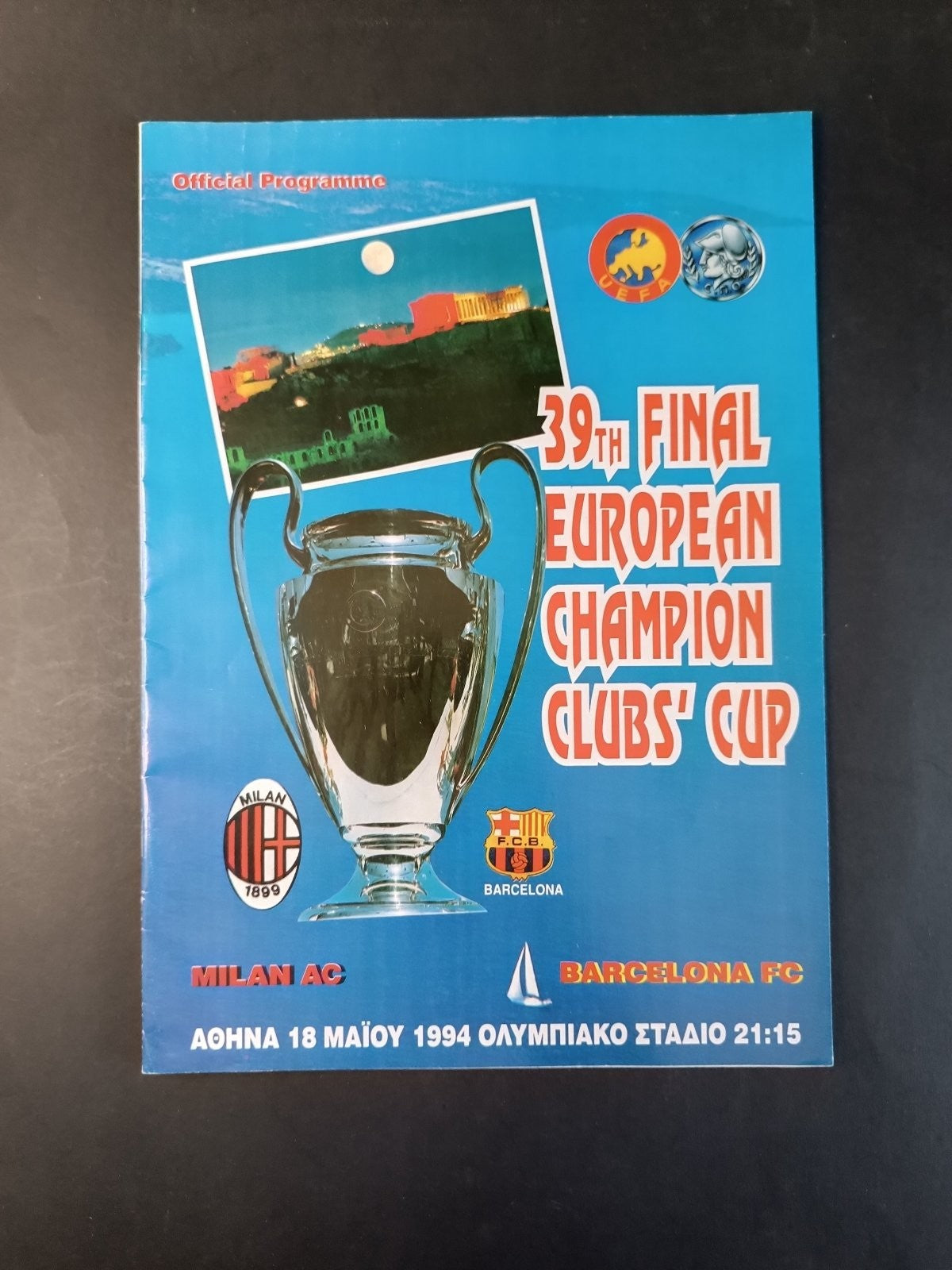 Programma originale champions league 18/05/1994 Milan AC Barcelona Fc