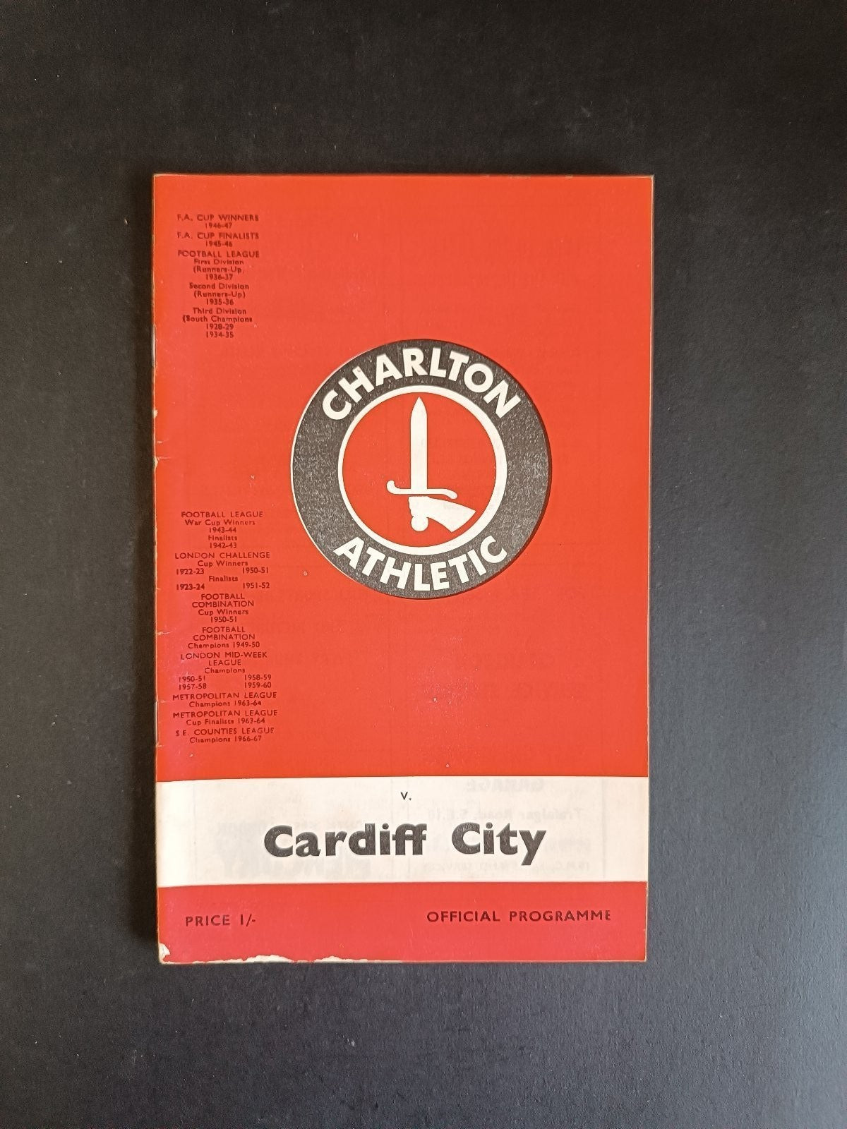 programma calcio Charlton Athletic vs Cardiff City