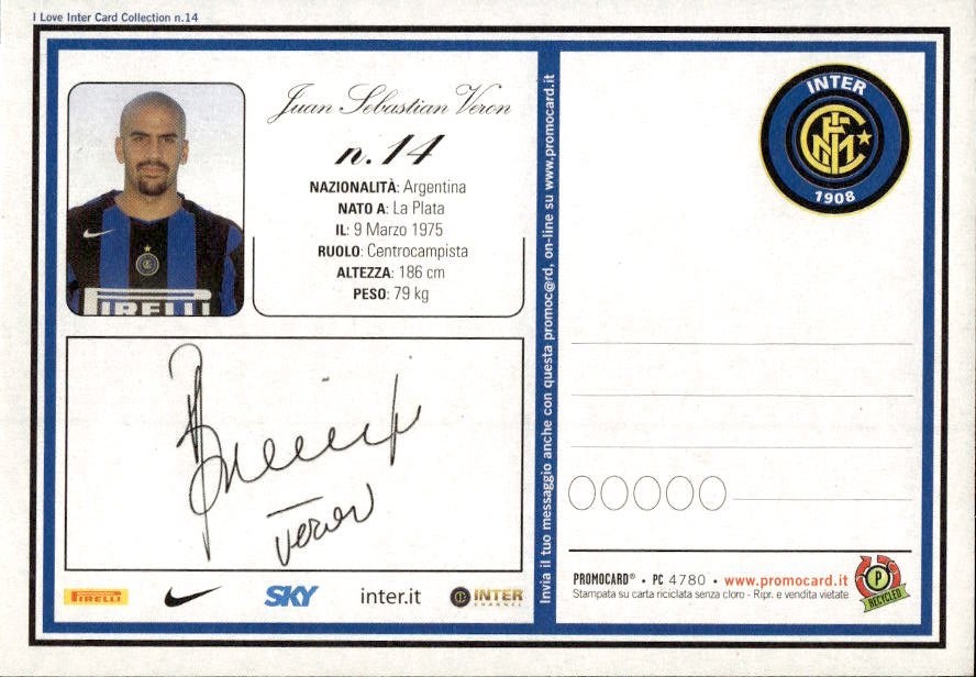 Cartolina calciatore Inter Francesco Coco con autografo stampato