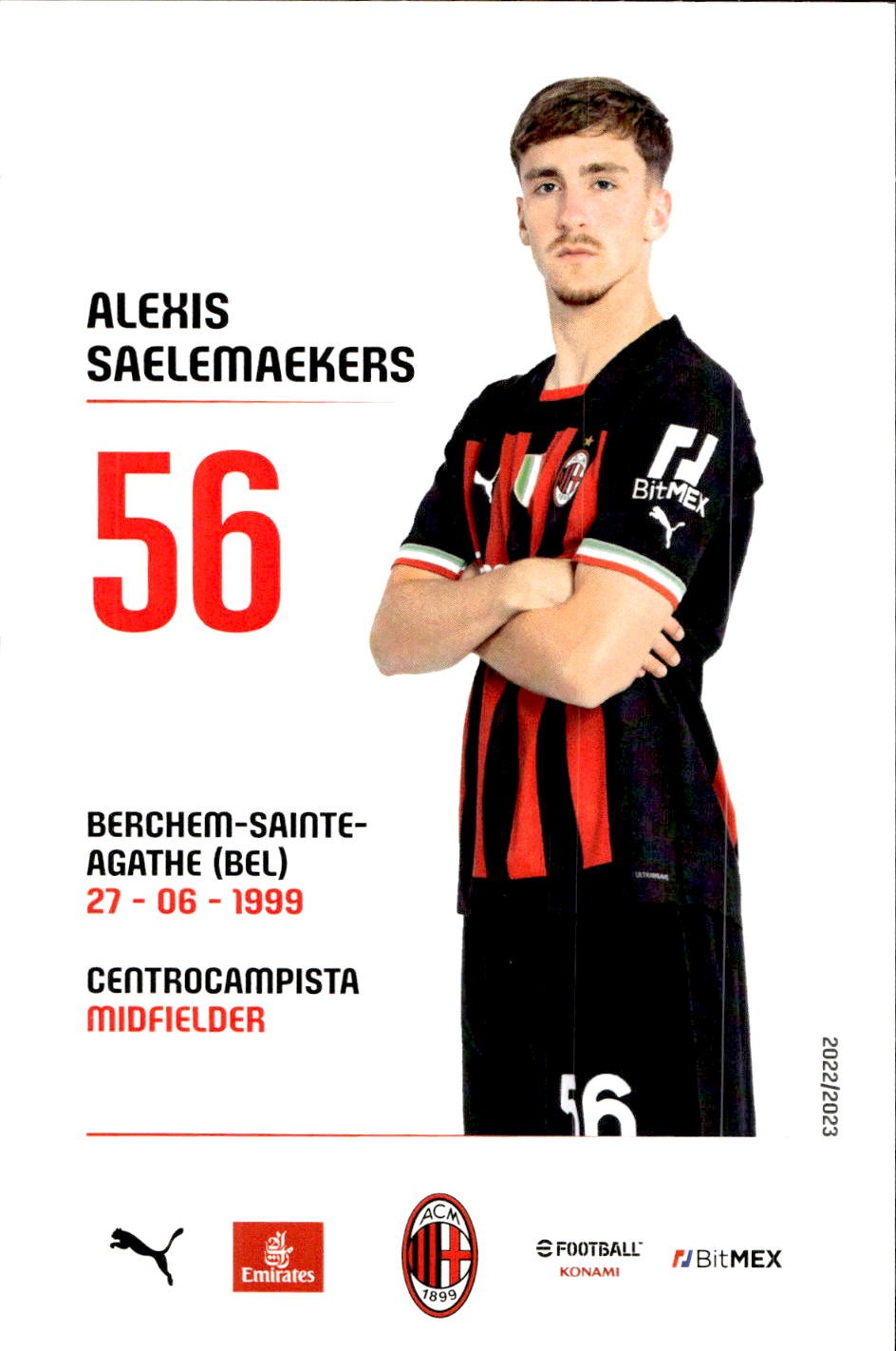 cartolina postcard Calcio Milan 2022/23 - Saelemaekers