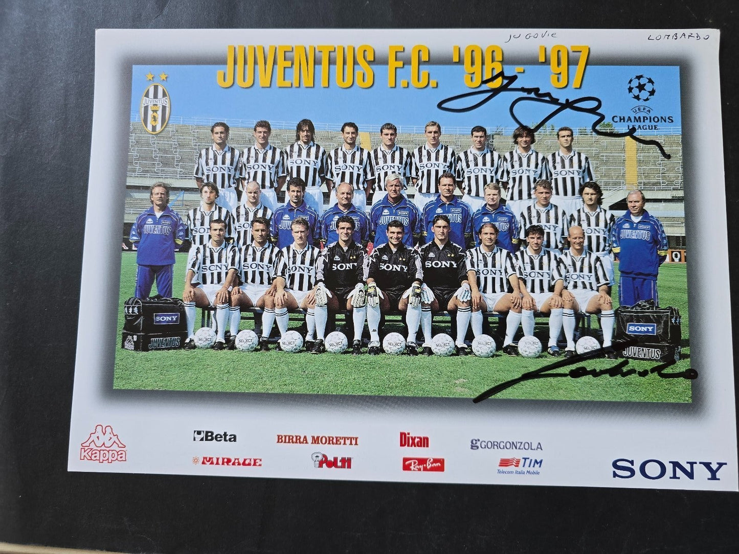 Autografo autograph originale Cartolina Ufficiale Juventus JUGOVIC E LOMBARDO