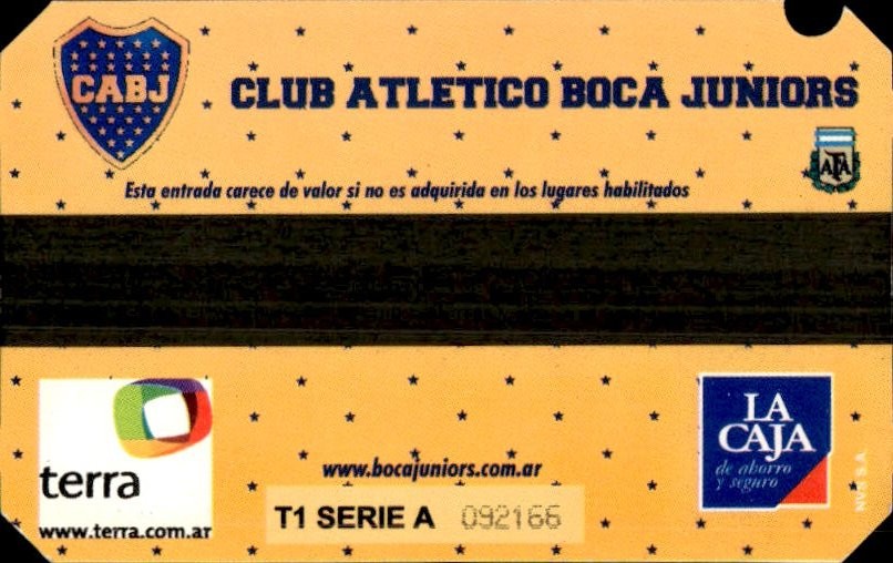 biglietto stadio BOCA JRS VS PALMEIRAS N 348