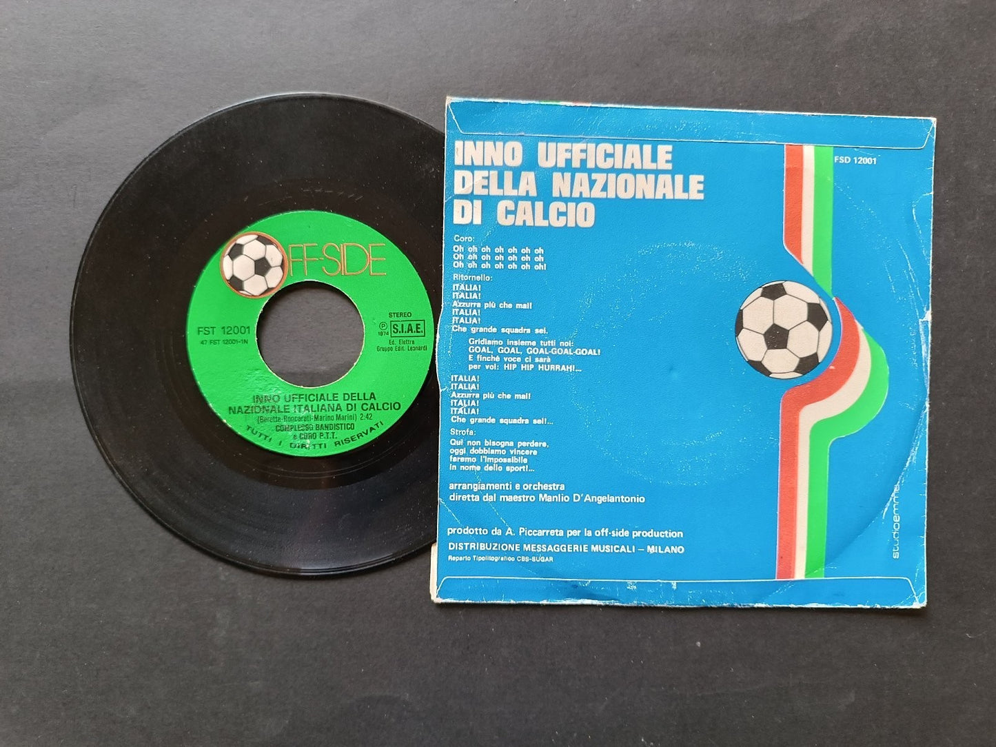 Vinile 45 giri INNO UFFICILE DELLA NAZIONALE DI CALCIO FIGC