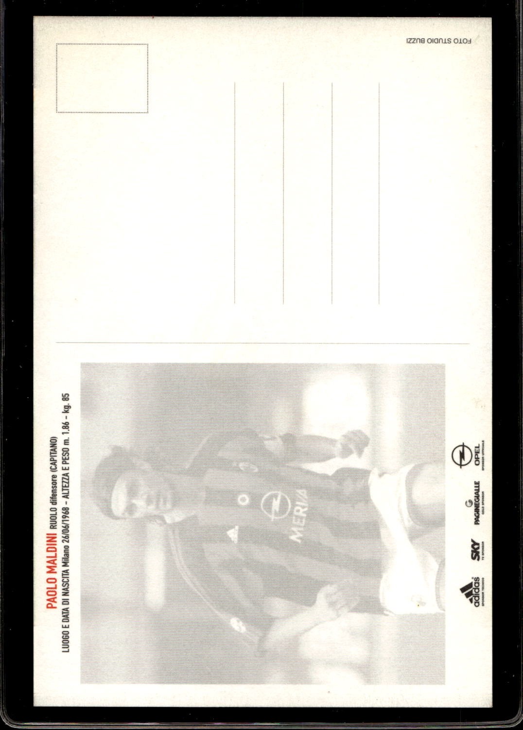 cartolina postcard Calcio Milan con Autografo 2003/04 - Maldini