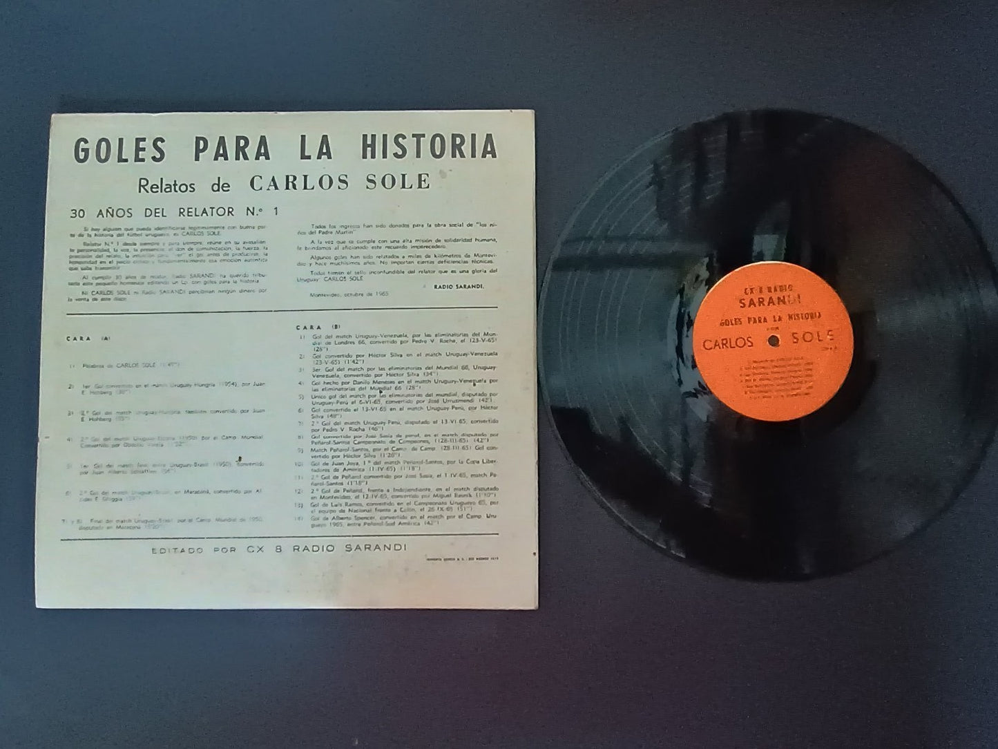 Disco PARA GOLES La CR'S Radio Sarandi Relatos Carlos Sole Historia