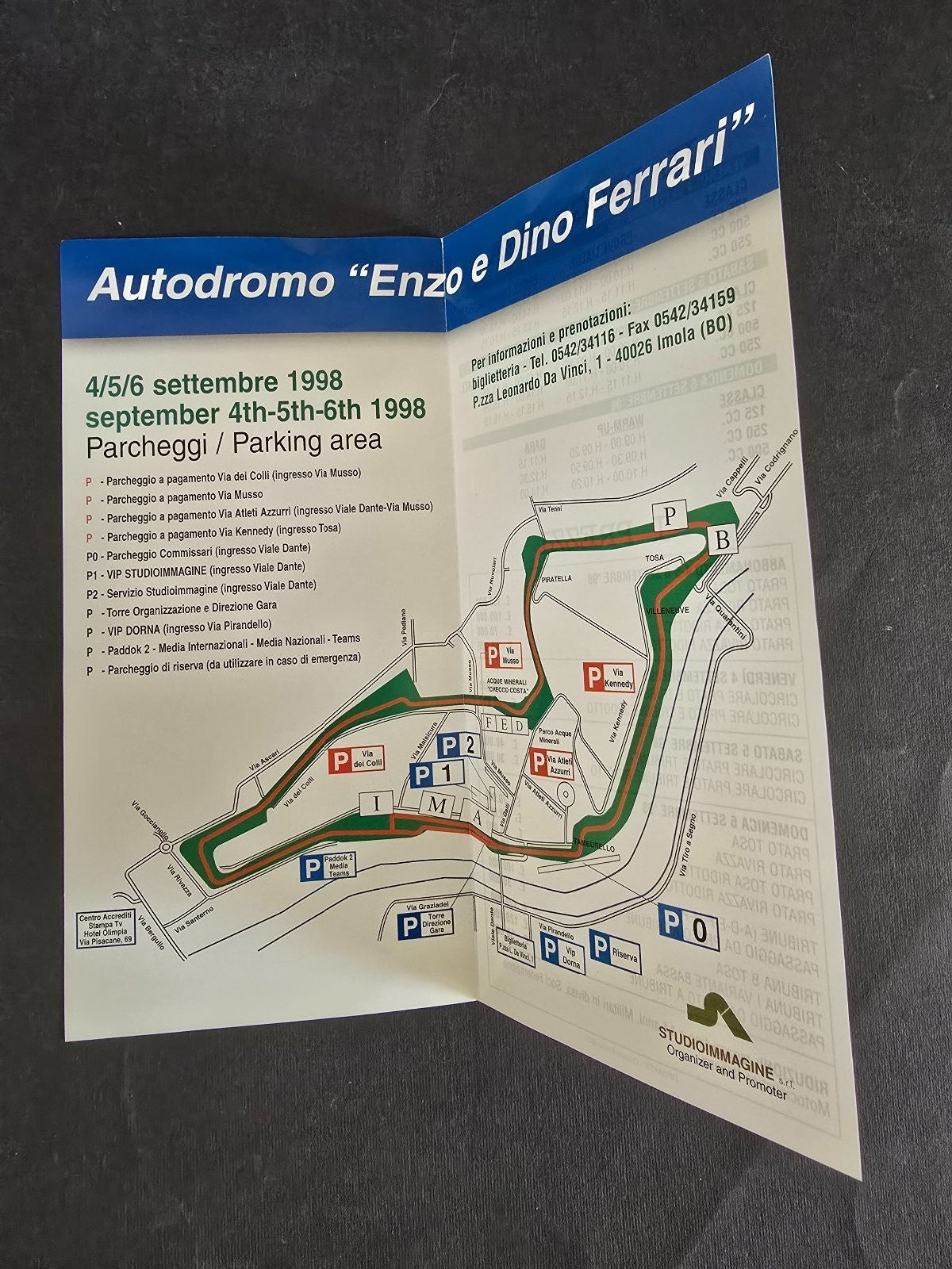 Autografo autograph originale Valentino Rossi gran Premio Imola 1998