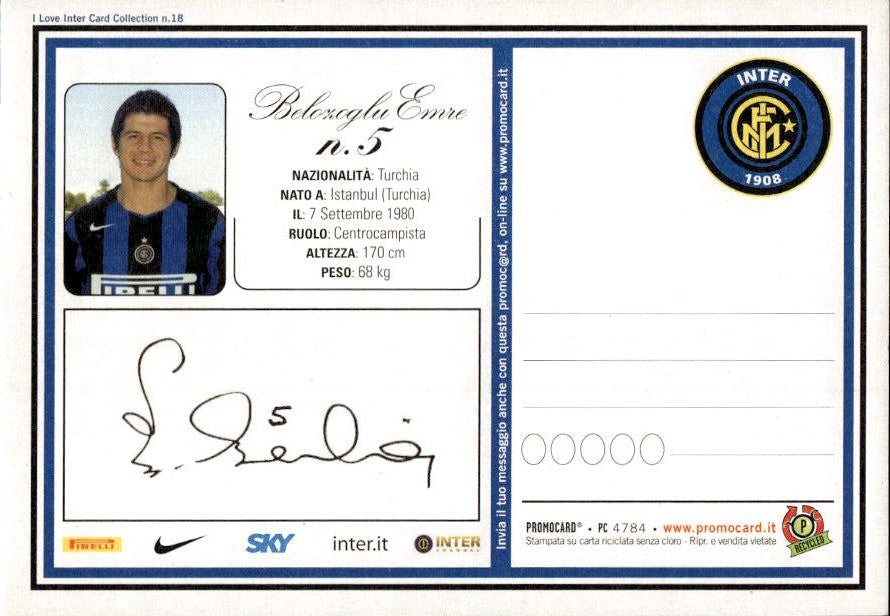 Cartolina calciatore Inter Cristian Alberto Peret Gonz�lez autografo stampato
