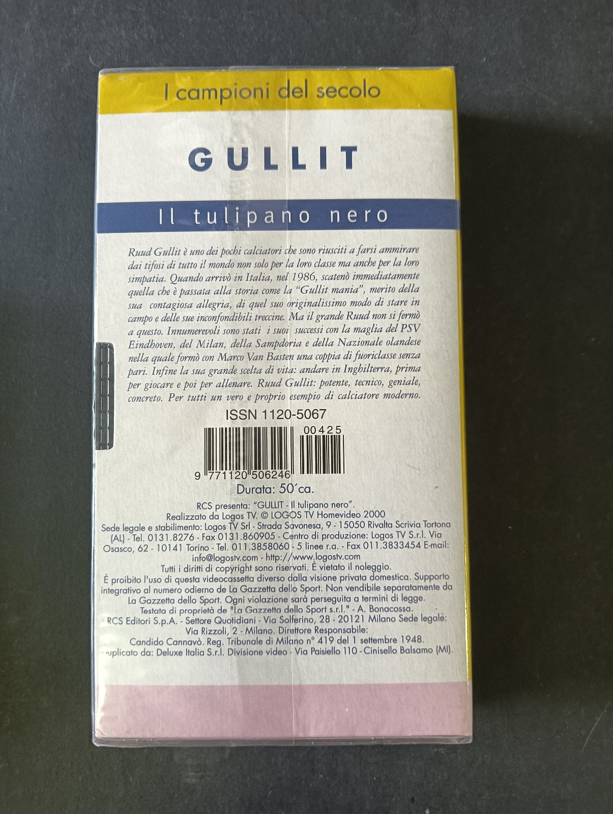 VHS I CAMPIONI DEL SECOLO GULLIT IL TULIPANO NERO La Gazzetta dello Sport