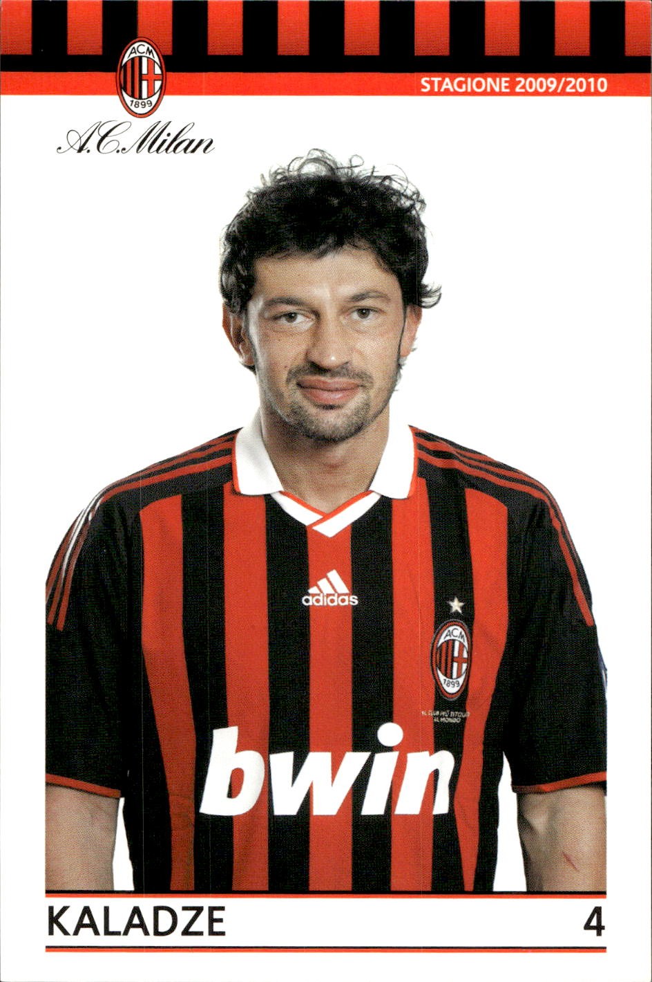 cartolina postcard Calcio 2009-10 Milan Kaladze
