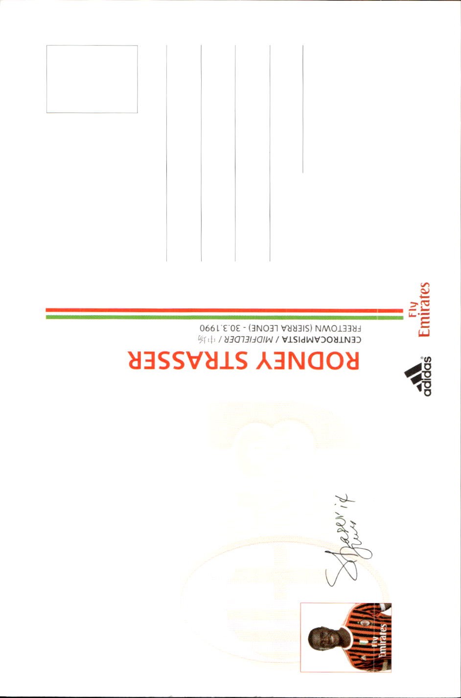 cartolina postcard Calcio Milan 2011-12 - Strasser