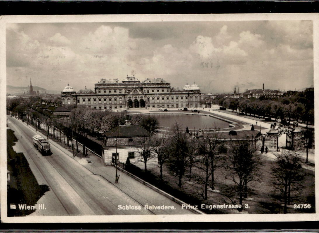 Cartolina Schloss Belvedere Prinz Eugenstrasse Wien autografi Milan 1933