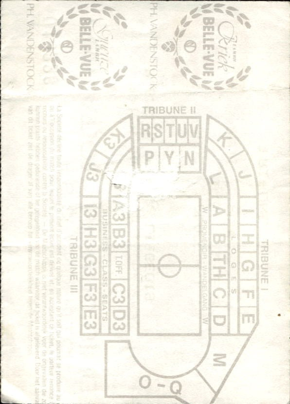 biglietto stadio Anderlecht vs Liegeois 1993
