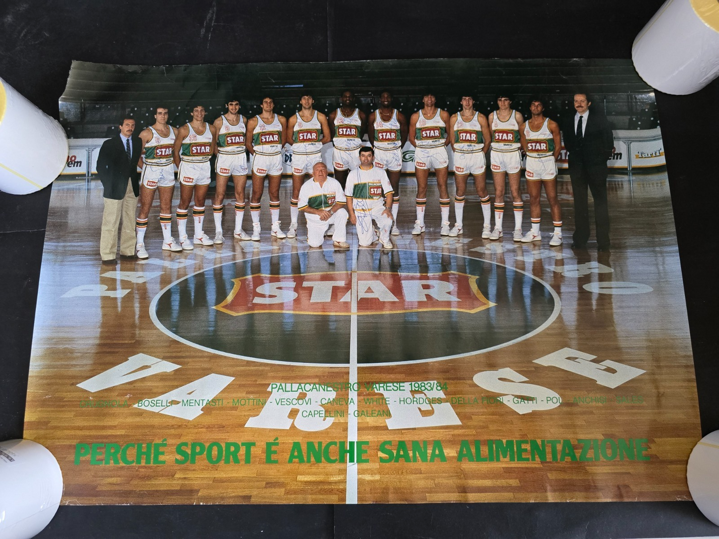 STAR Varese Basket anni 80 poster autografato da tutta squadra in originale