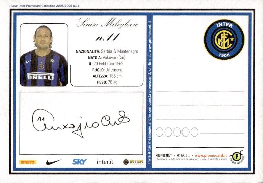 Cartolina calcio calciatore Inter Julio Ricardo Cruz con autografo stampato