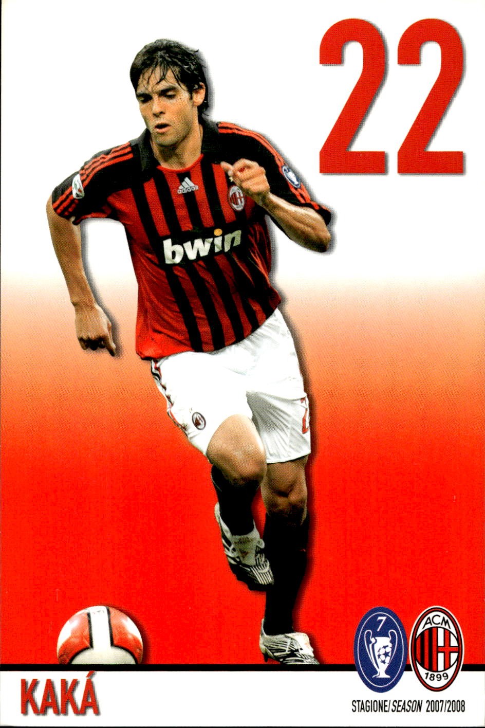 Cartolina Ricardo Izecson Dos Santos Leite "Kak�" stagione 2007/2008 .
