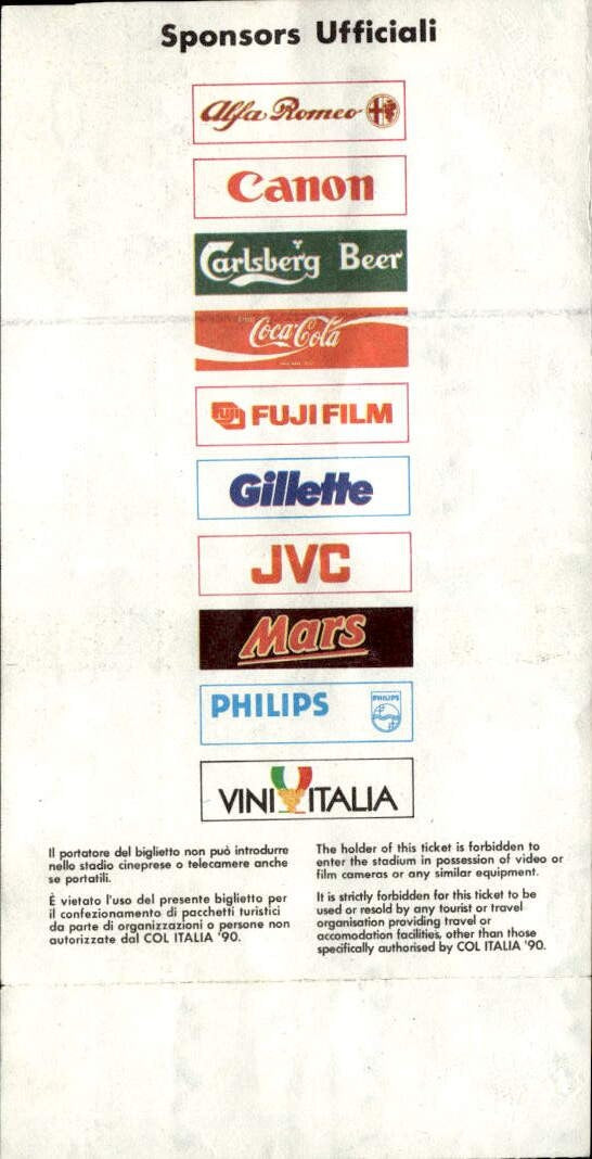 Ticket Coppa del Mondo Italia 90 Argentina Camerun match inaugurale Maradona (1)