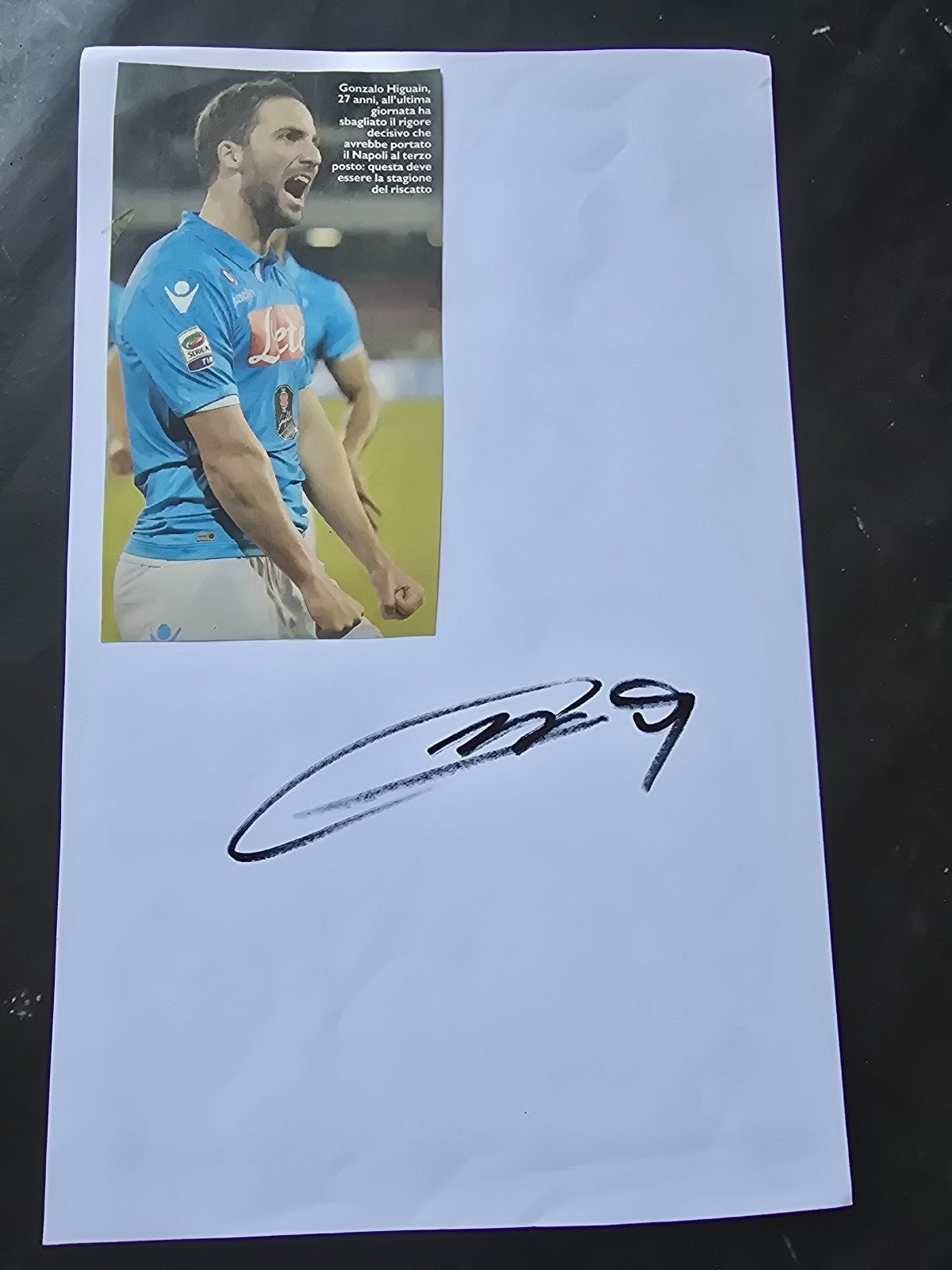 Autografo autograph originale su foglietto Gonzalo Higuain Pipita