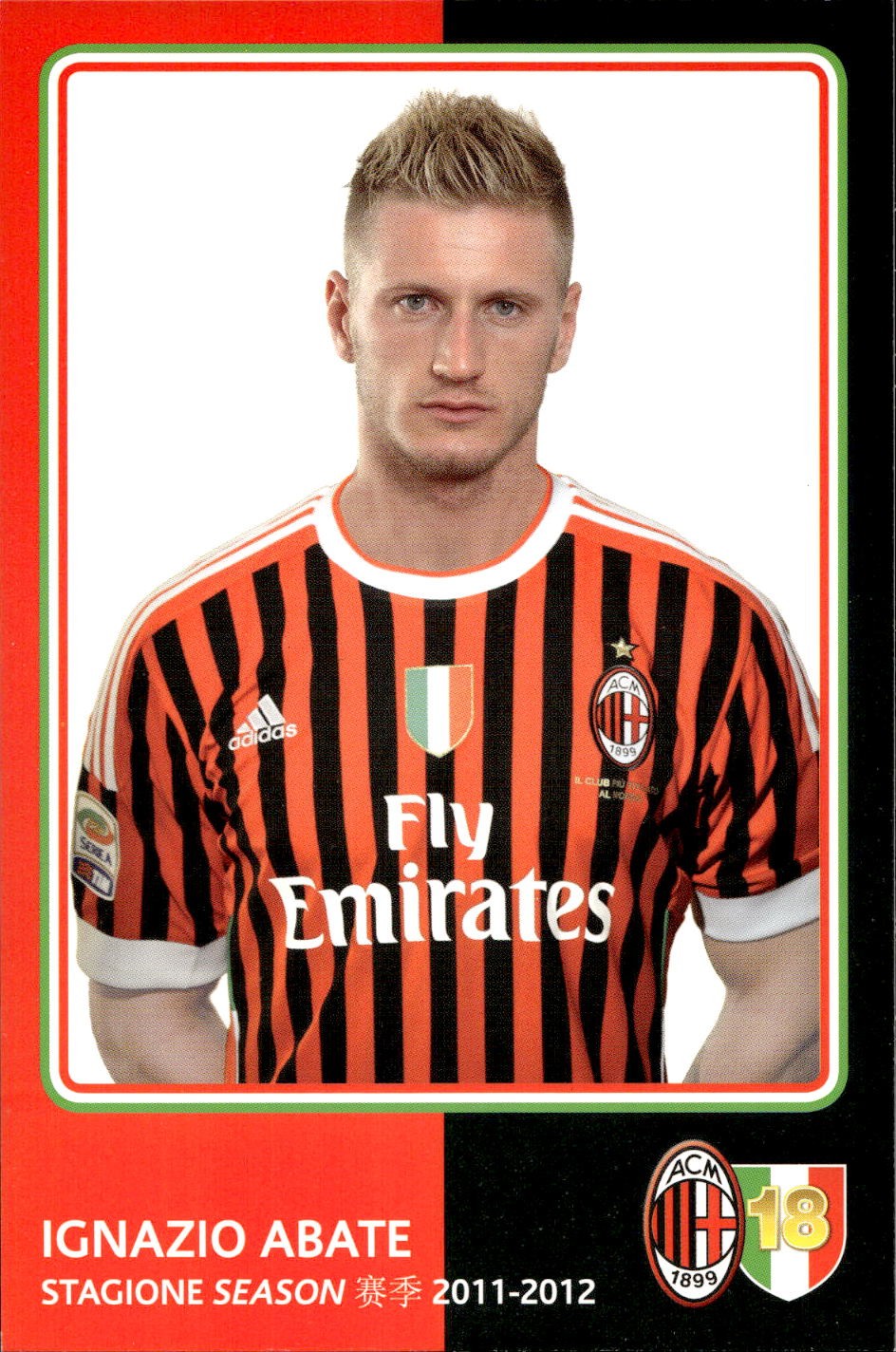 cartolina postcard Calcio Milan 2011-12 - Abate