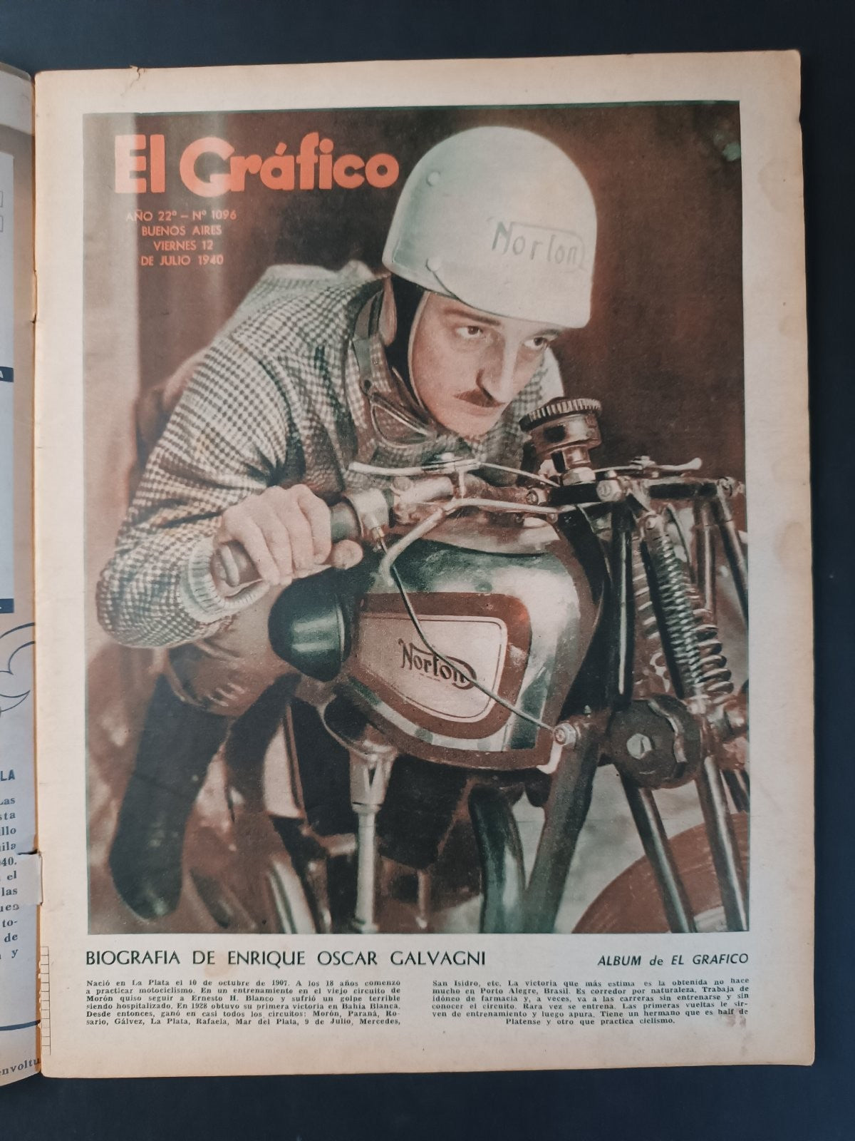 Rivista EL GRAFICO numero 1096 anno 1940 Isidro Langara/Galvagni