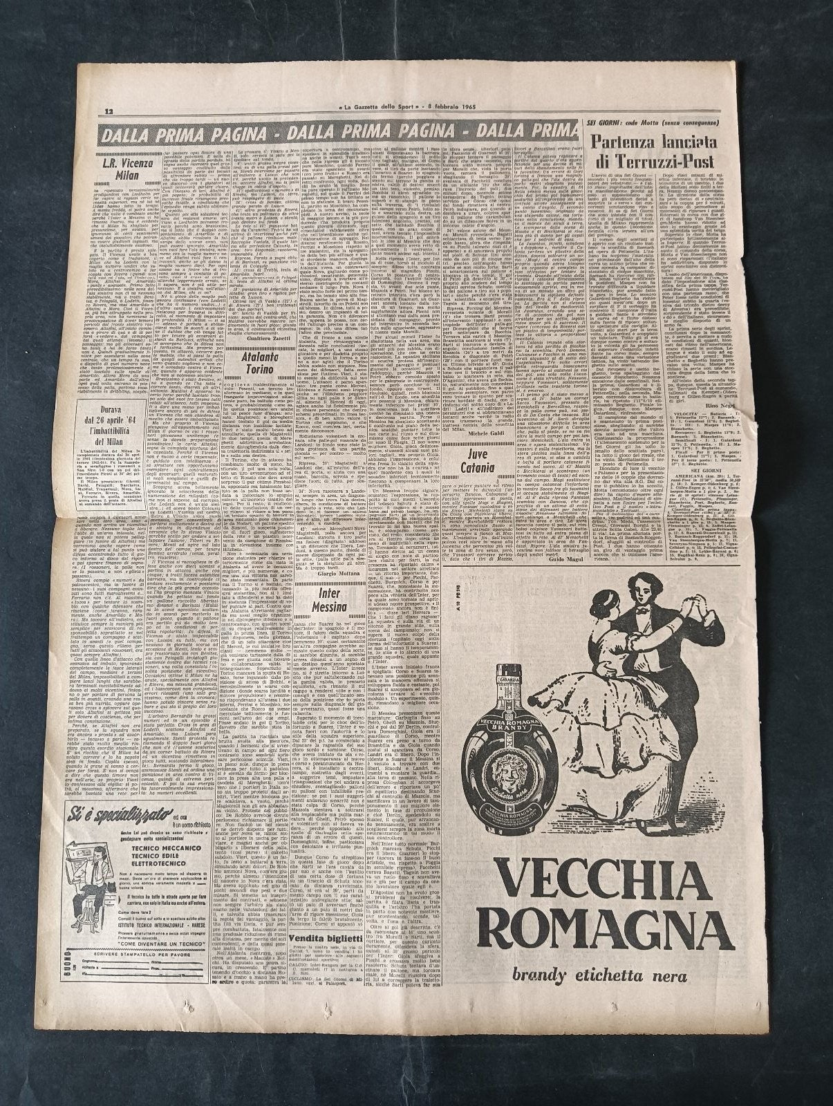 Quotidiano LA GAZZETTA DELLO SPORT n 33 06/02/1965 Altafini